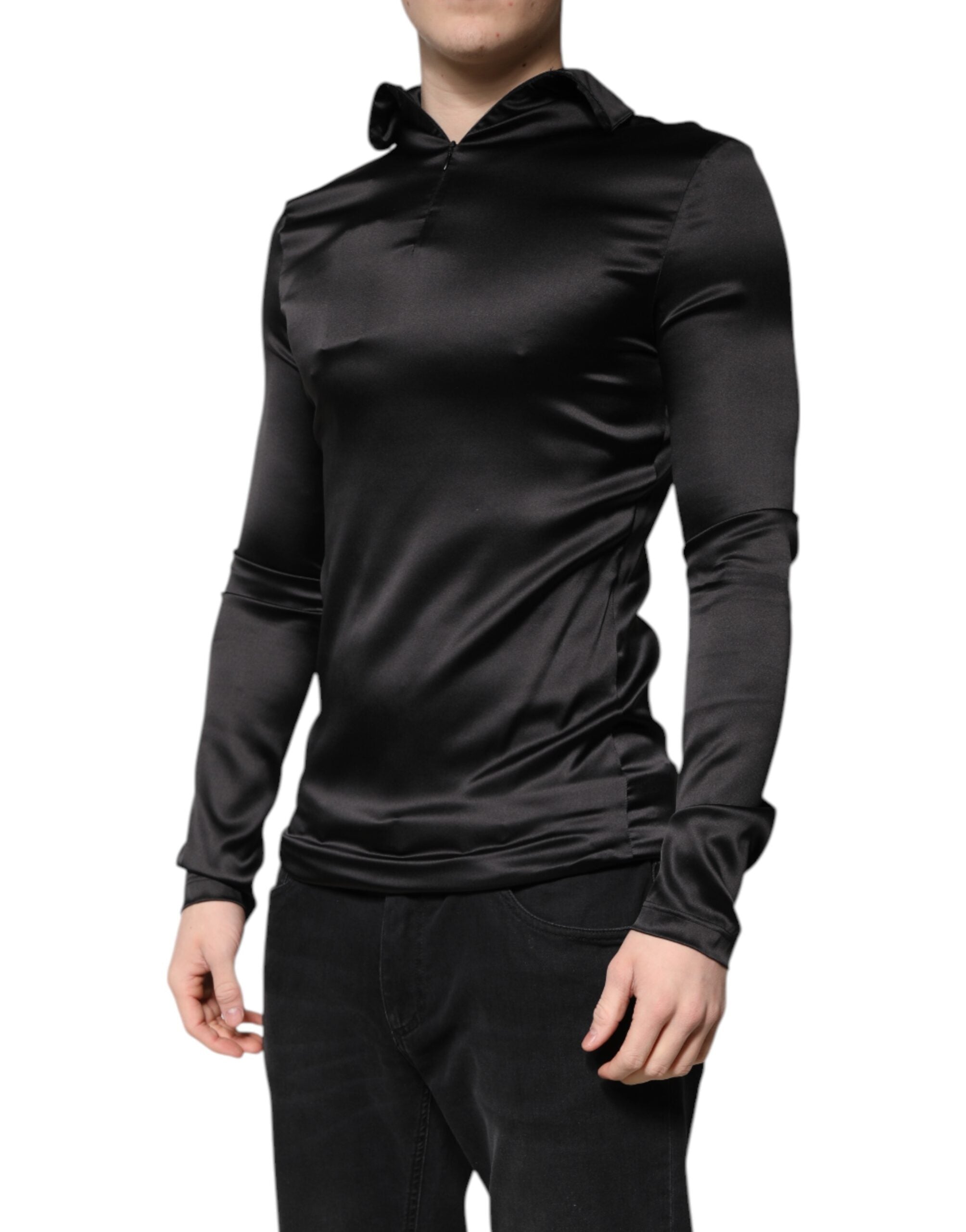 Dolce & Gabbana Black Silk Turtleneck Men Pullover Men's Sweater