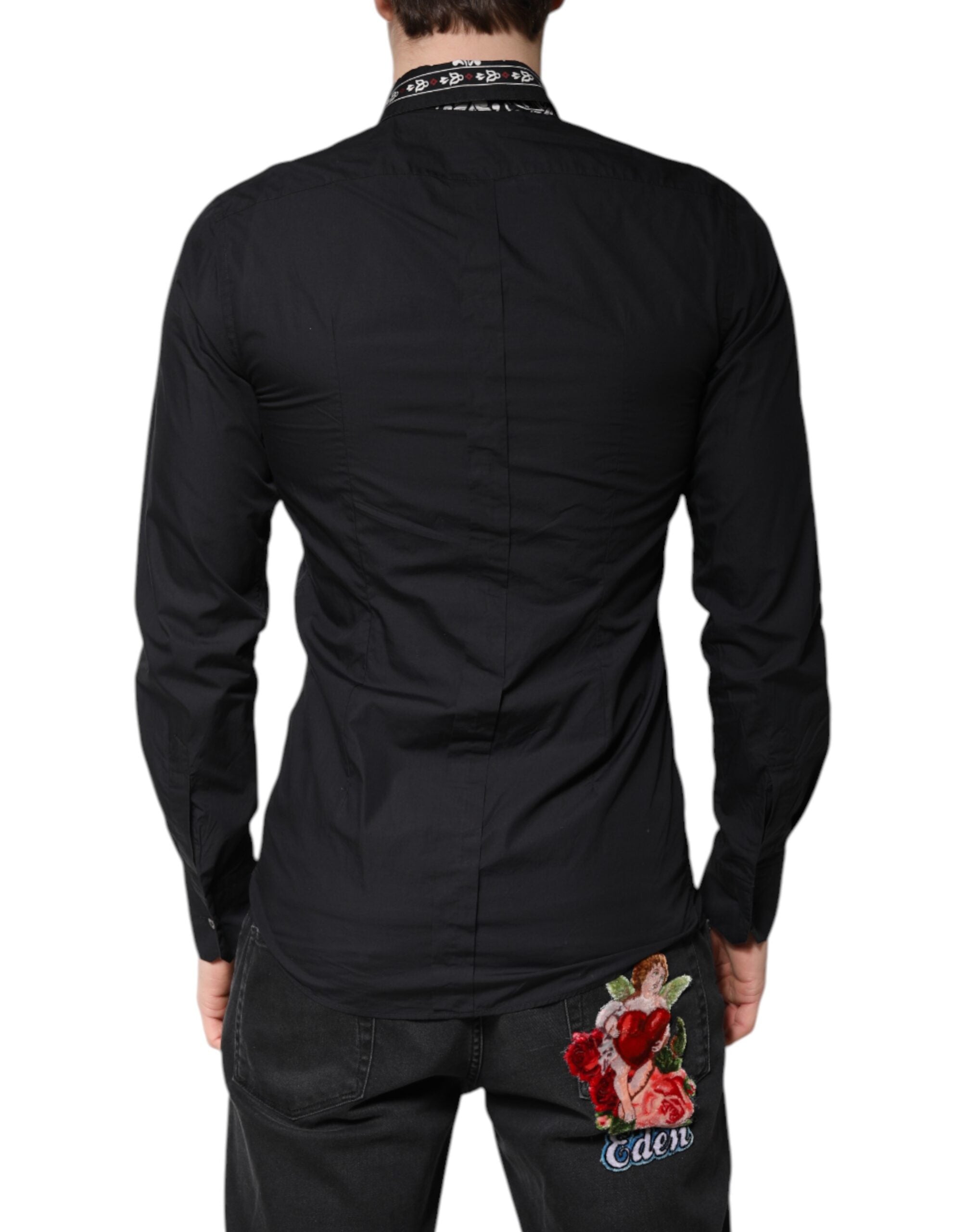 Dolce & Gabbana Black White Bandana GOLD Formal Dress Men's Shirt (Pre-Owned)
