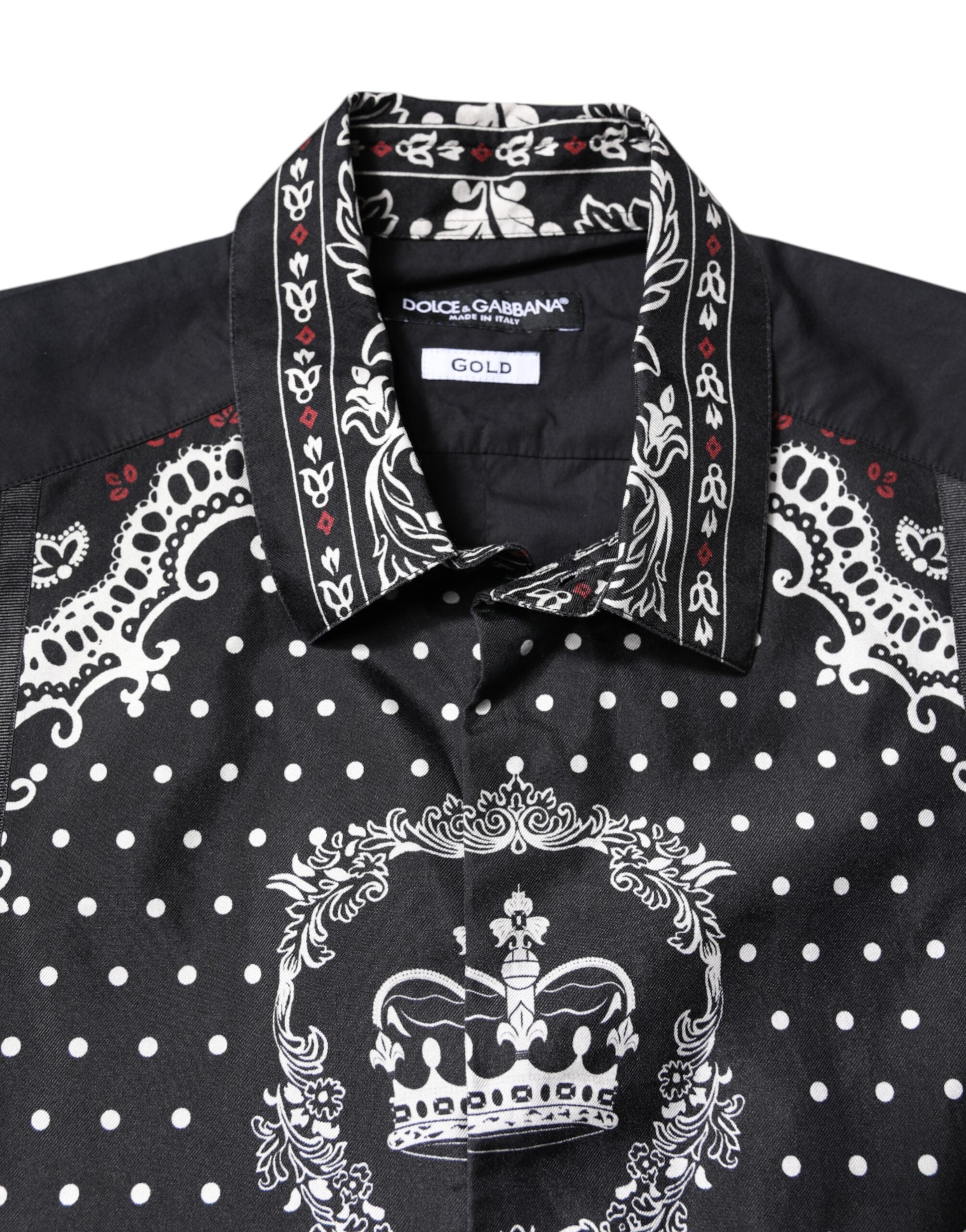Dolce & Gabbana Black White Bandana GOLD Formal Dress Men's Shirt (Pre-Owned)