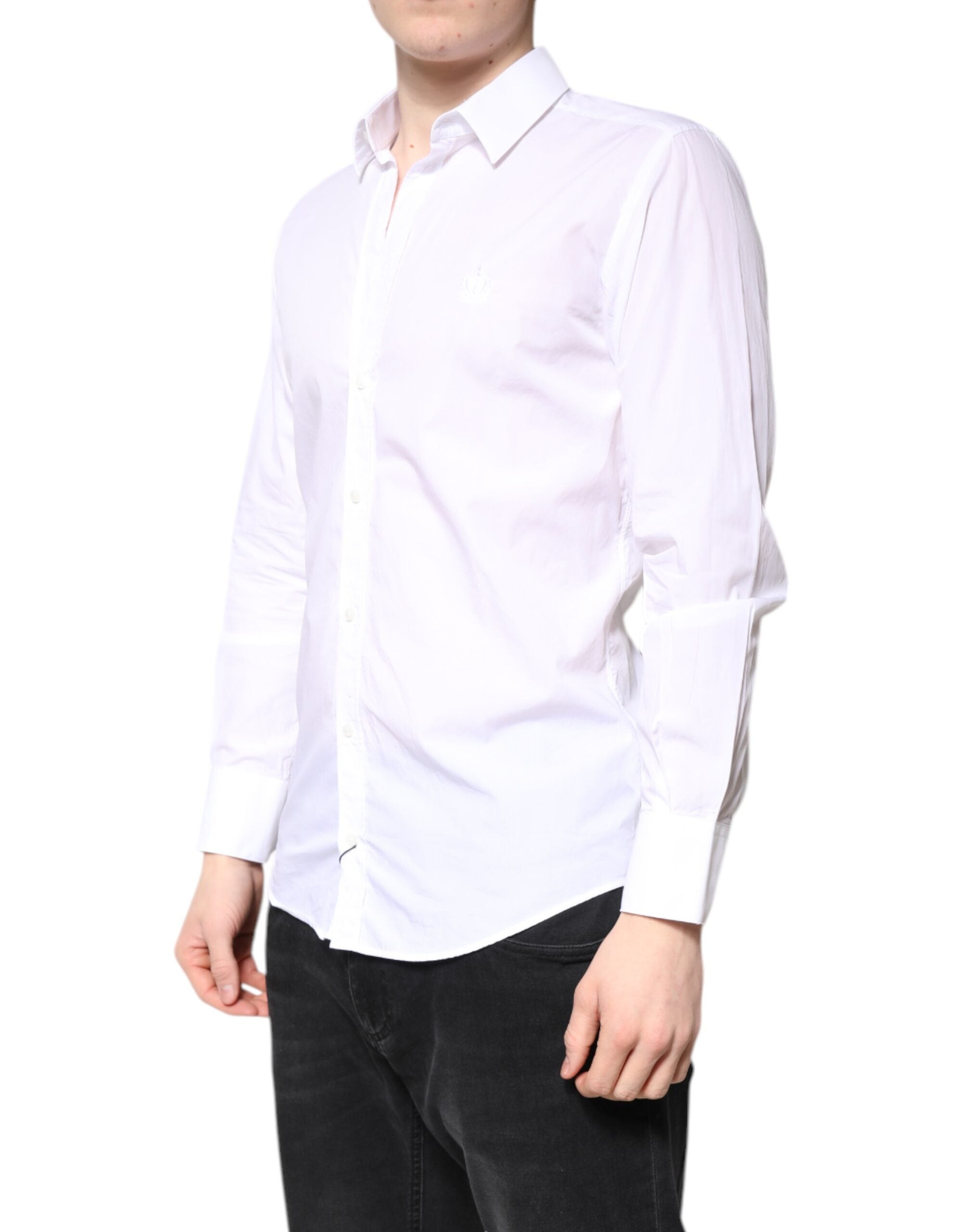 Dolce & Gabbana White MARTINI Cotton Men Formal Dress Men's Shirt (Pre-Owned)