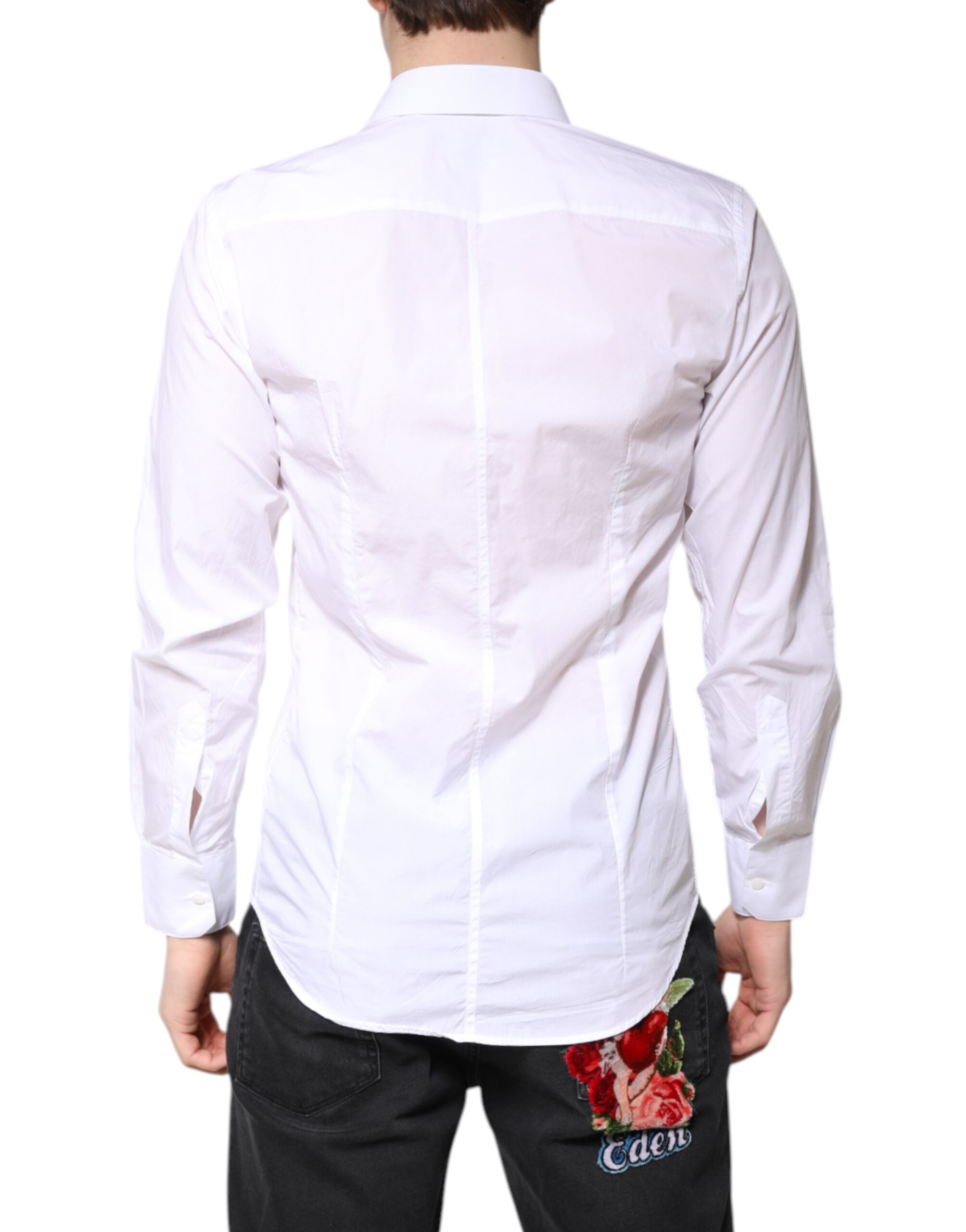 Dolce & Gabbana White MARTINI Cotton Men Formal Dress Men's Shirt (Pre-Owned)