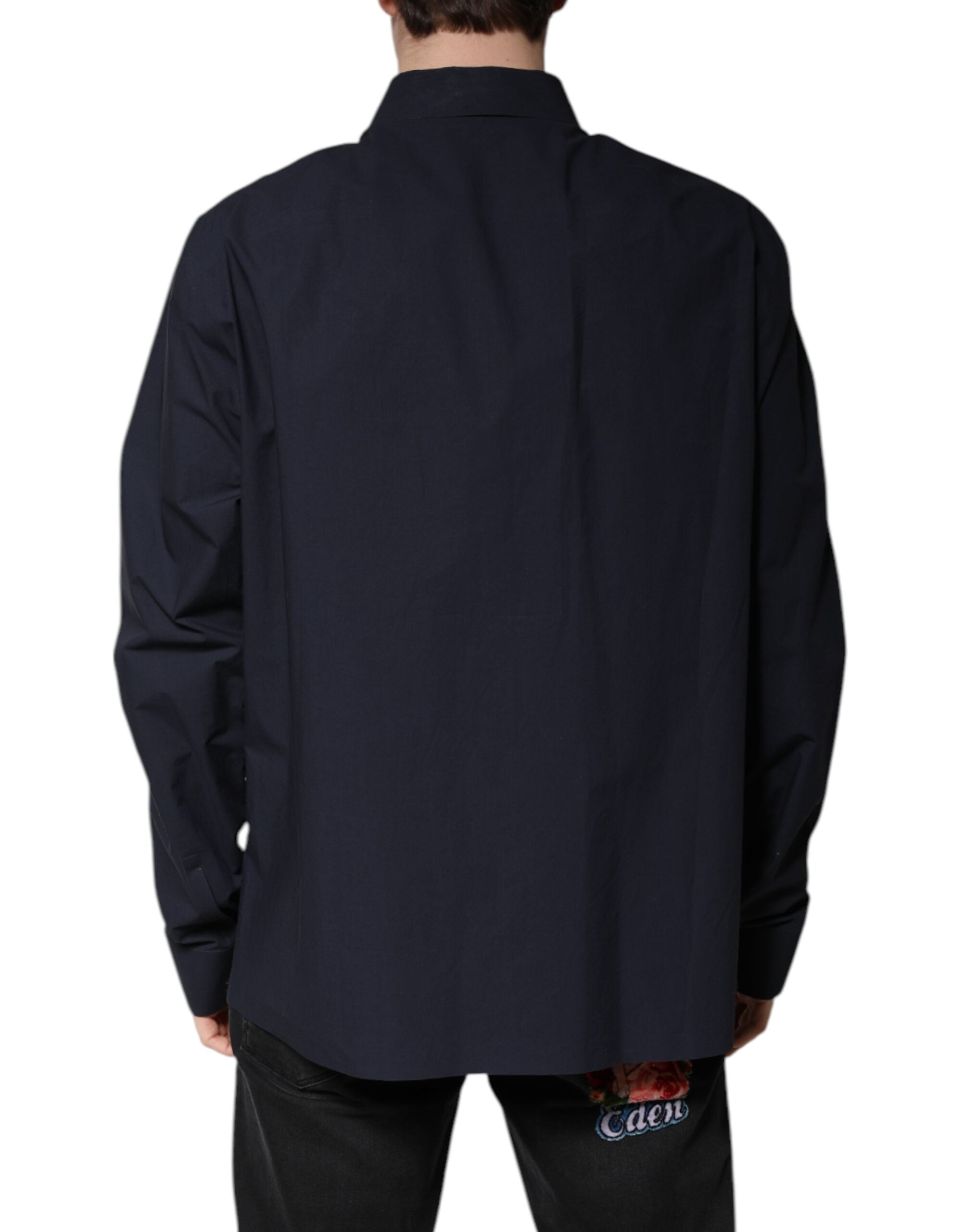 Dolce & Gabbana Dark Blue Cotton Long Sleeve Men's Shirt