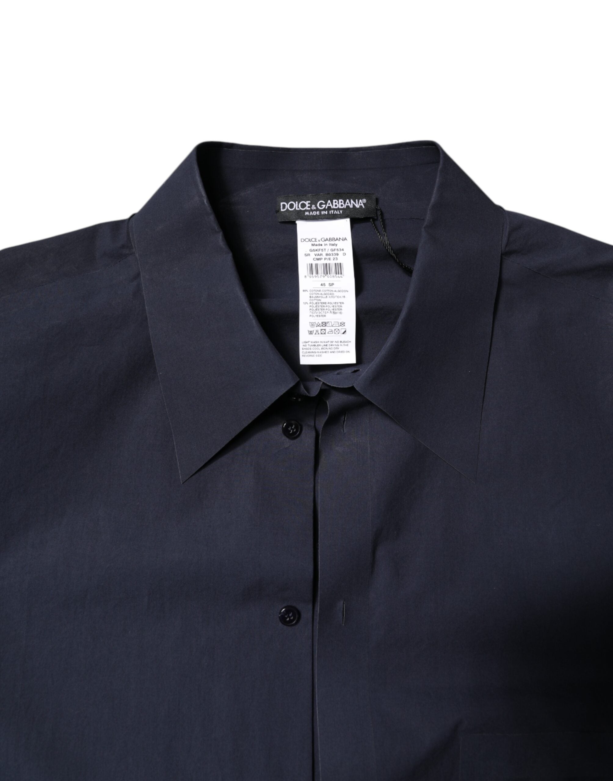 Dolce & Gabbana Dark Blue Cotton Long Sleeve Men's Shirt
