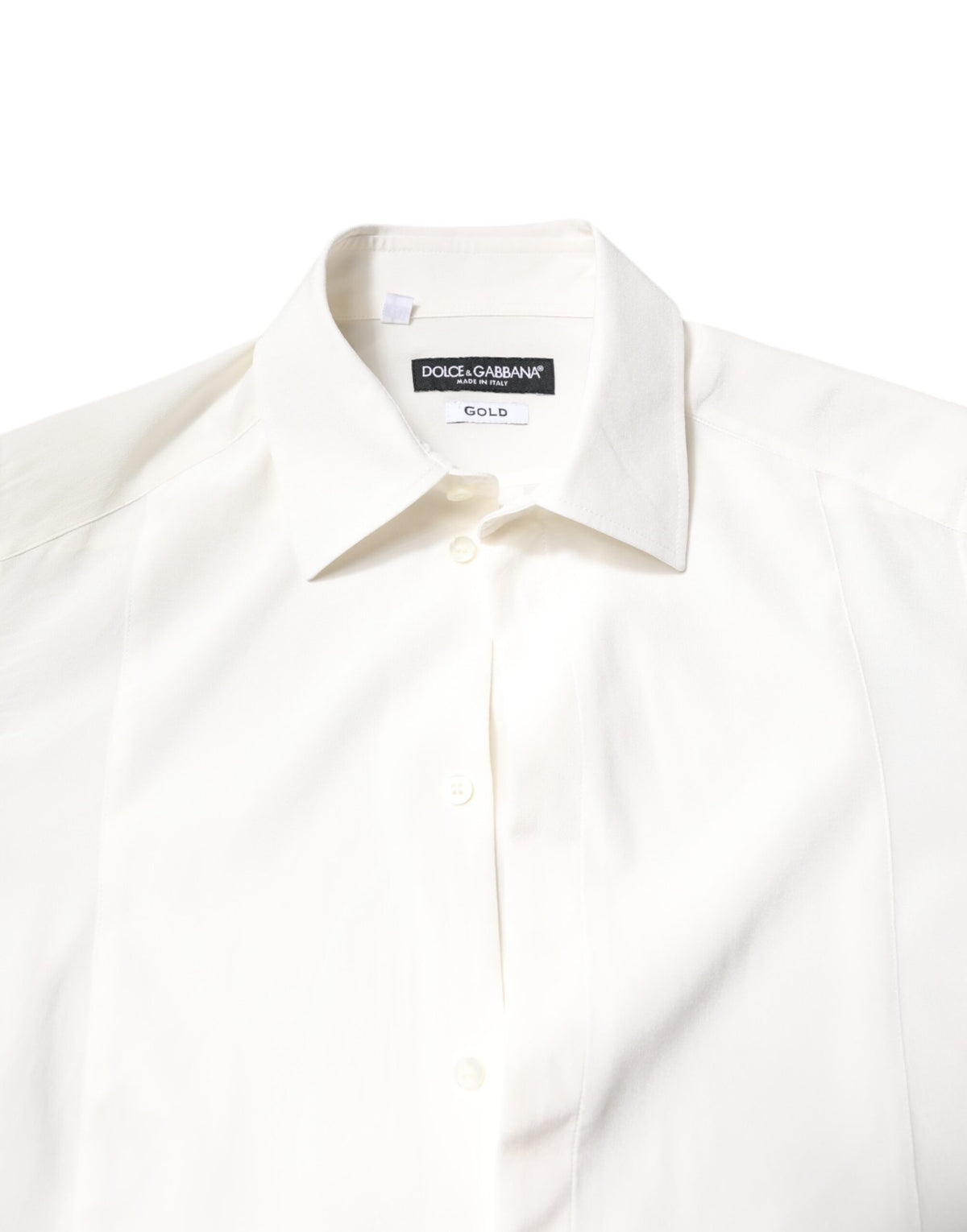 Dolce & Gabbana White Silk GOLD Dress Formal Collared Men's Shirt (Pre-Owned)