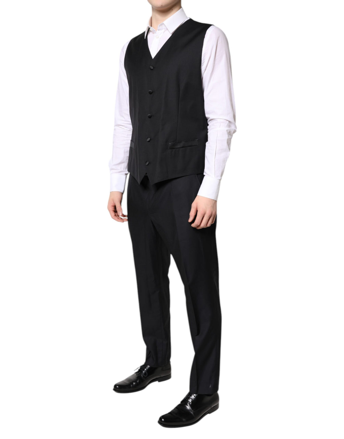 Dolce & Gabbana Black Double Breasted Formal 3 Piece Men's Suit