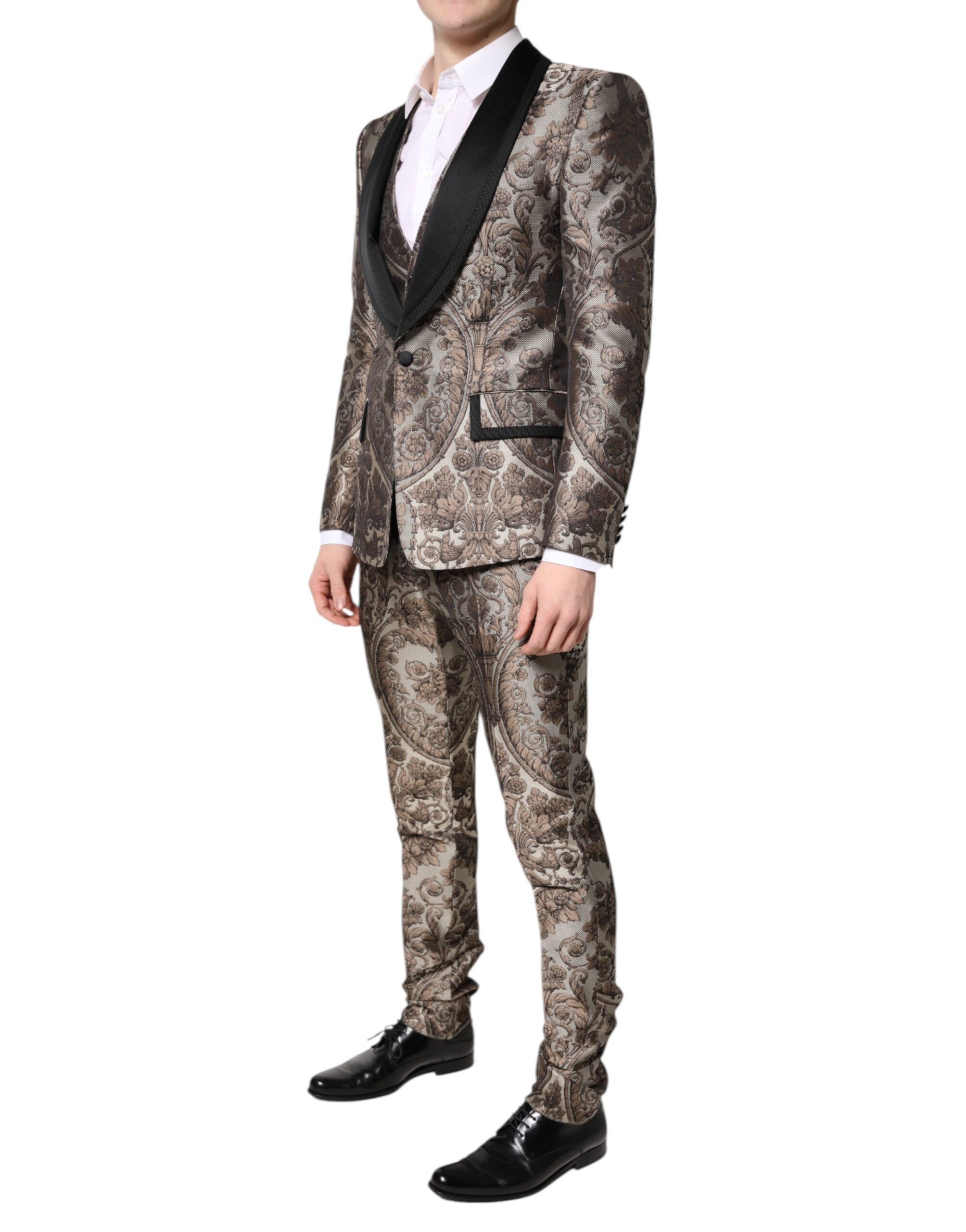 Dolce & Gabbana Multicolor Jacquard Single Breasted 3 Piece Men's Suit