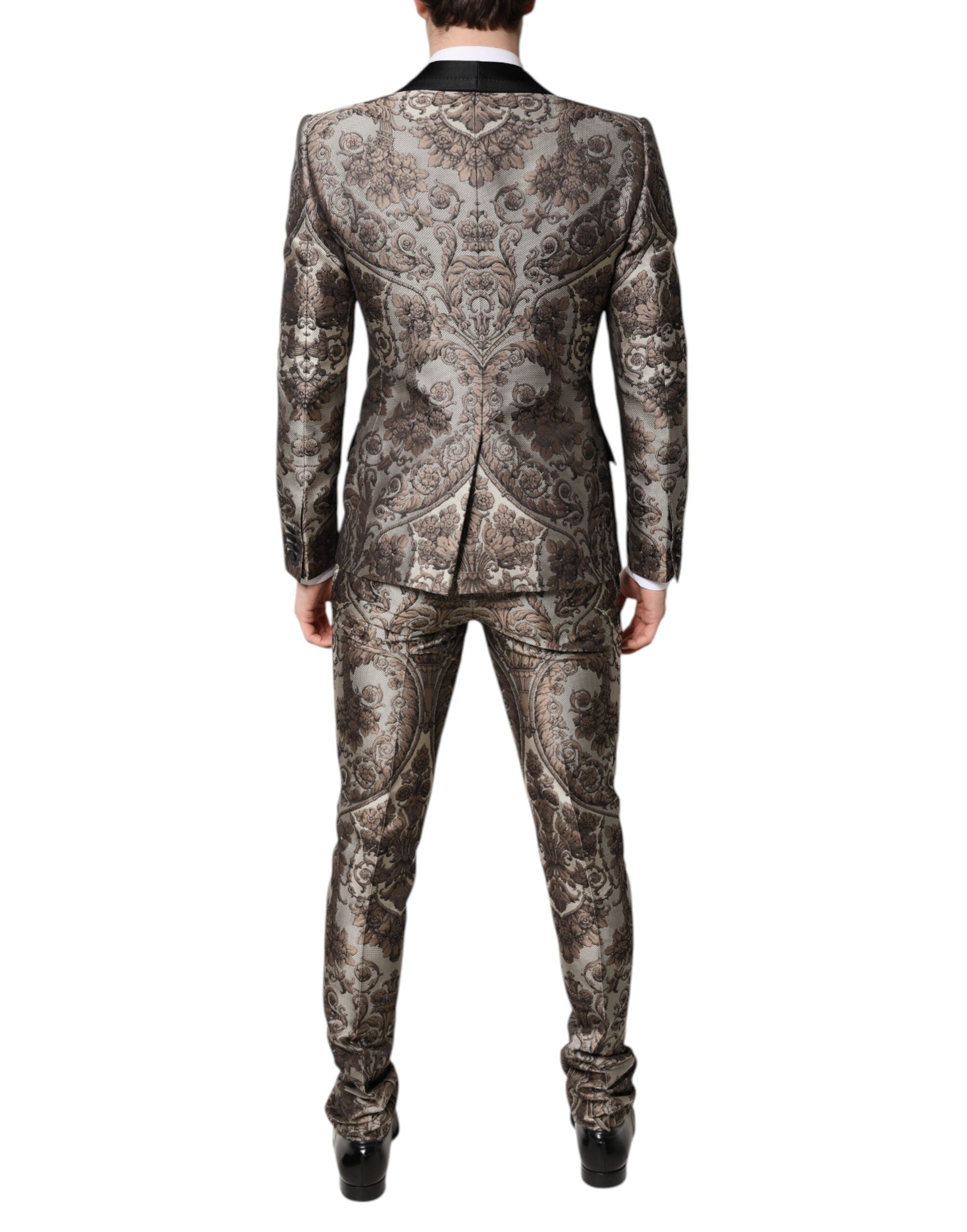 Dolce & Gabbana Multicolor Jacquard Single Breasted 3 Piece Men's Suit