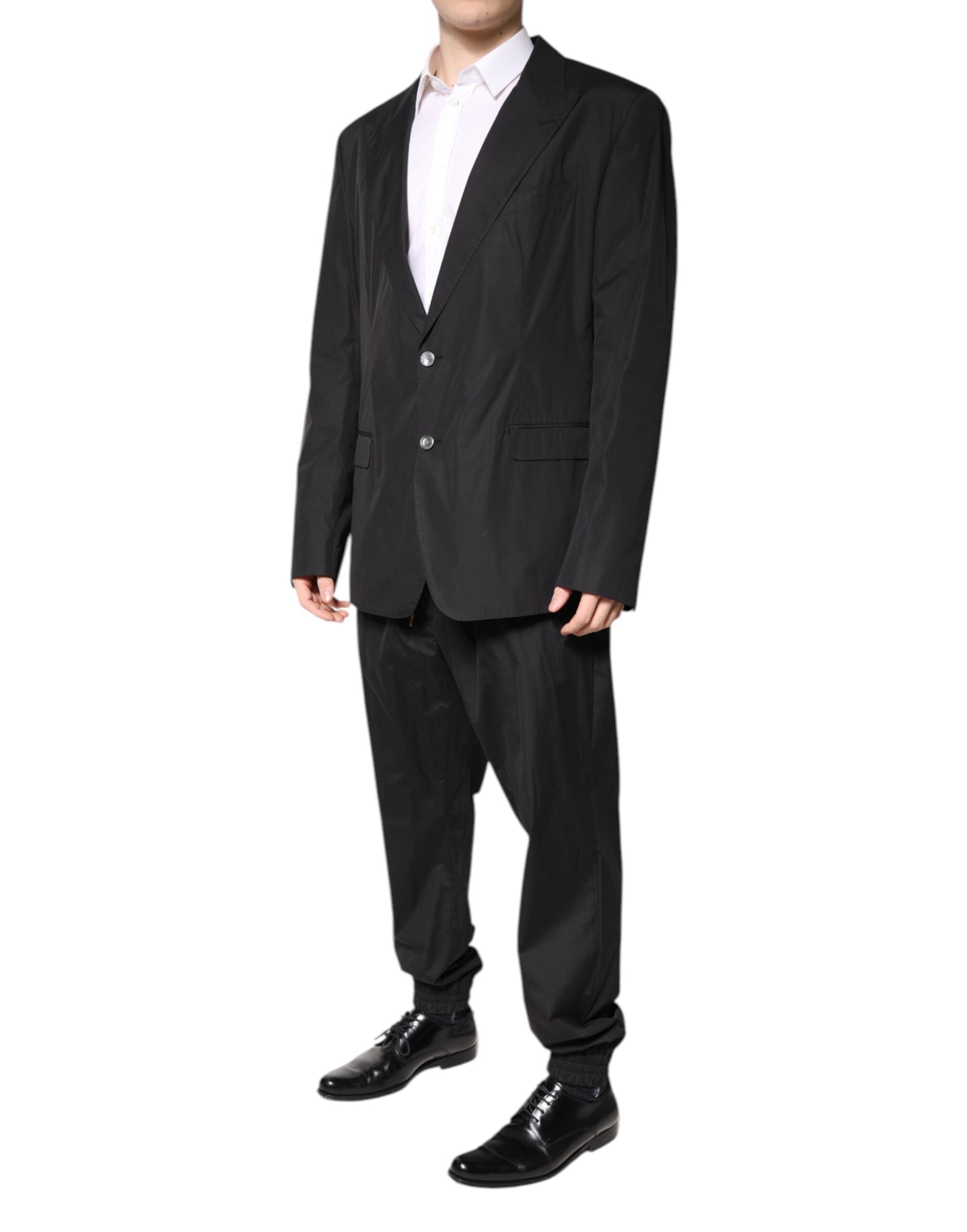 Dolce & Gabbana Black Cotton Single Breasted 2 Piece Men's Suit