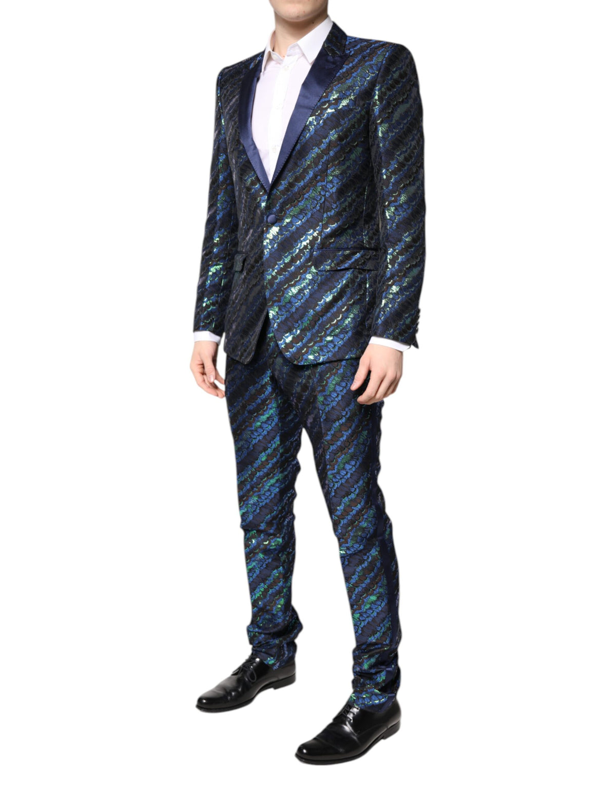 Dolce & Gabbana Multicolor Polyester Jacquard 2 Piece Men's Suit