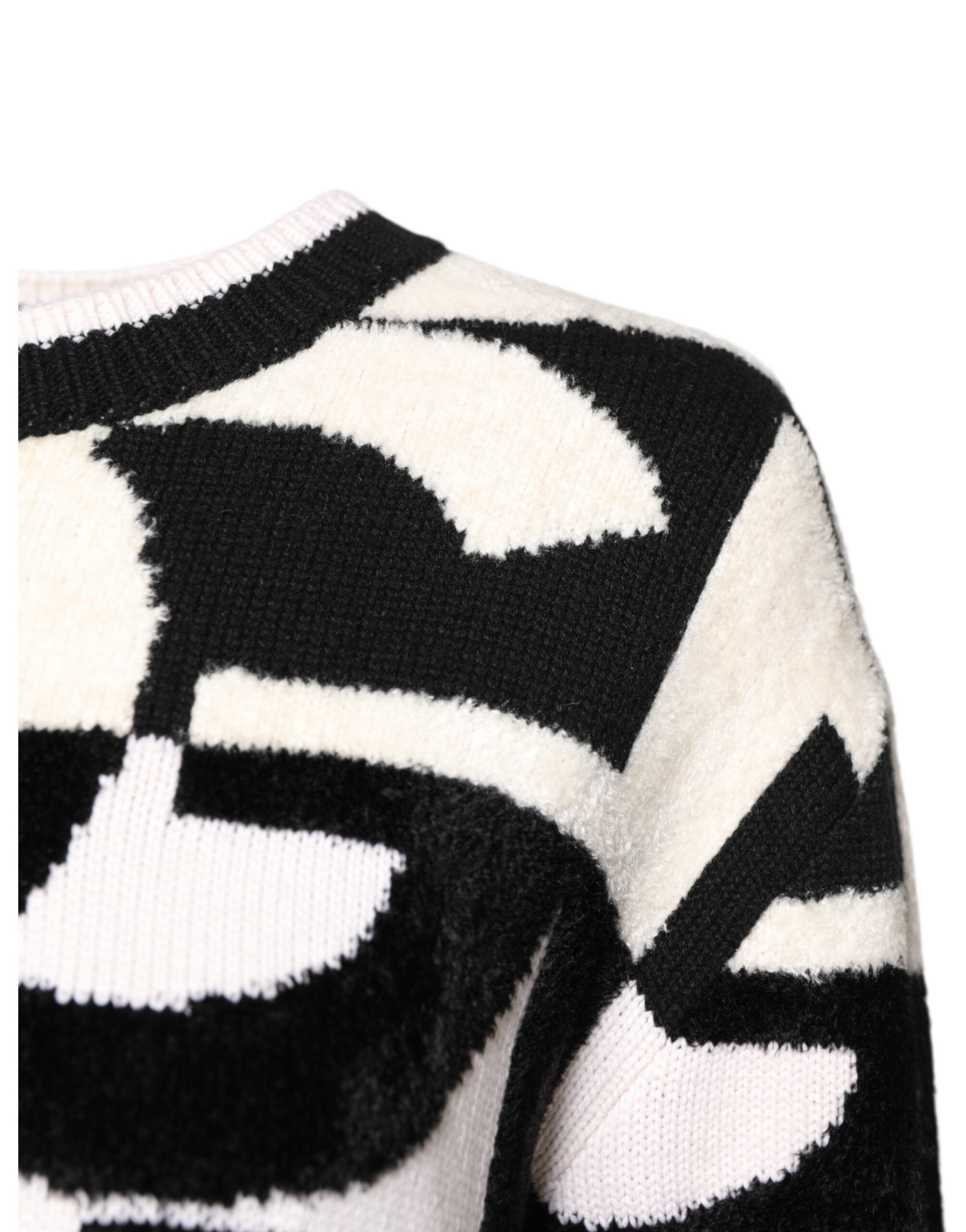 Dolce & Gabbana White Black Logo Print Women Pullover Women's Sweater