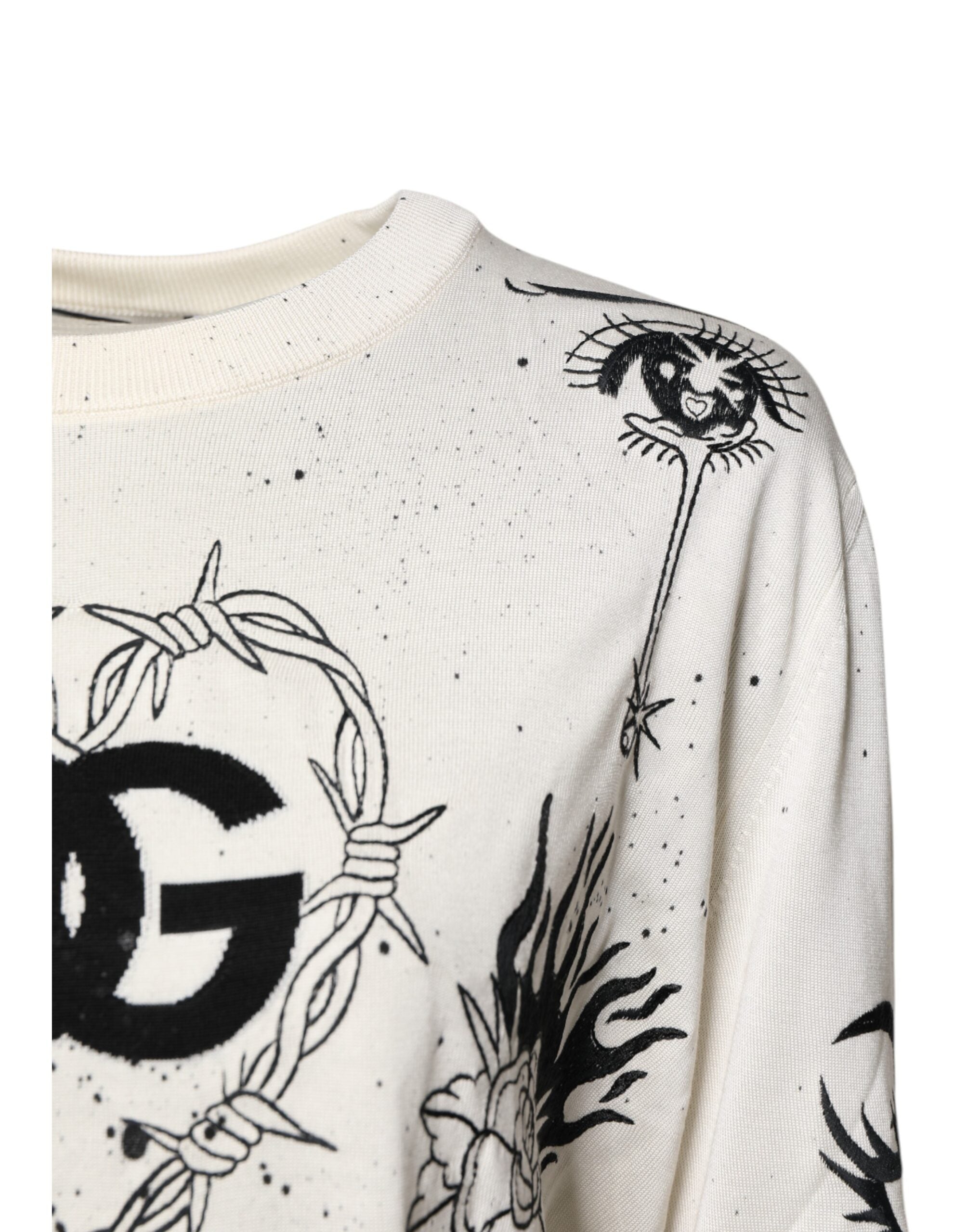 Dolce & Gabbana White Logo Angel Print Women Pullover Women's Sweater (Pre-Owned)