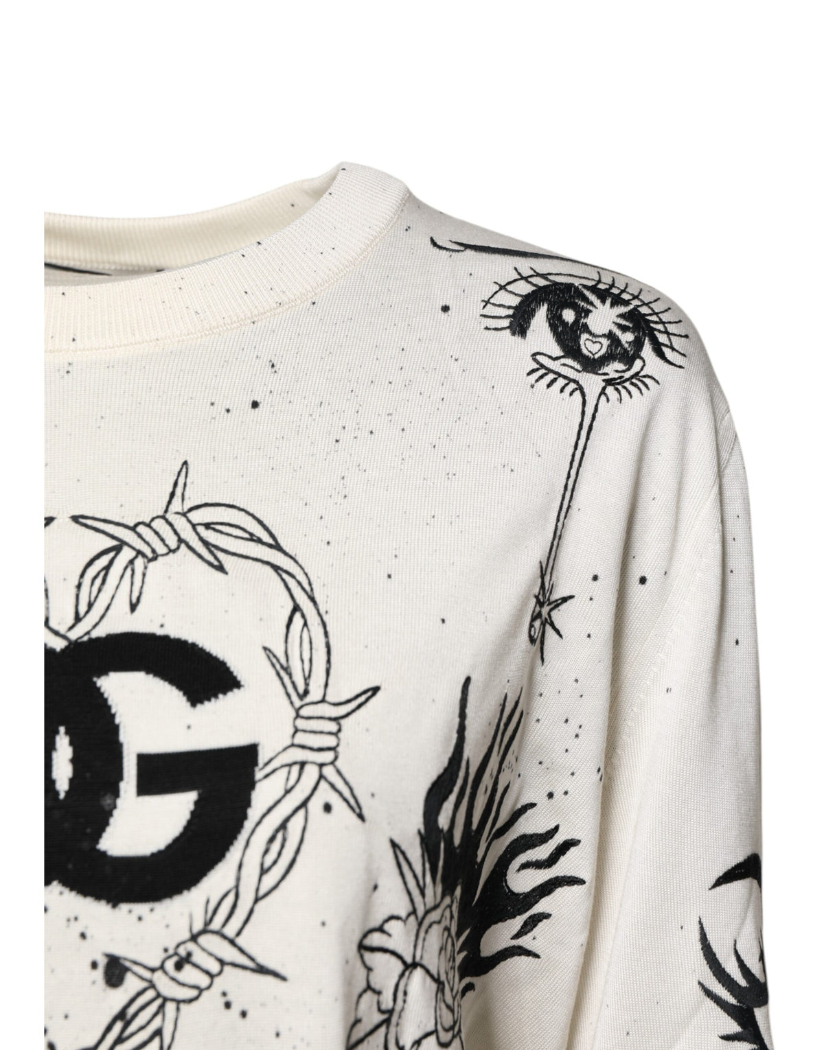 Dolce & Gabbana White Logo Angel Print Women Pullover Women's Sweater (Pre-Owned)