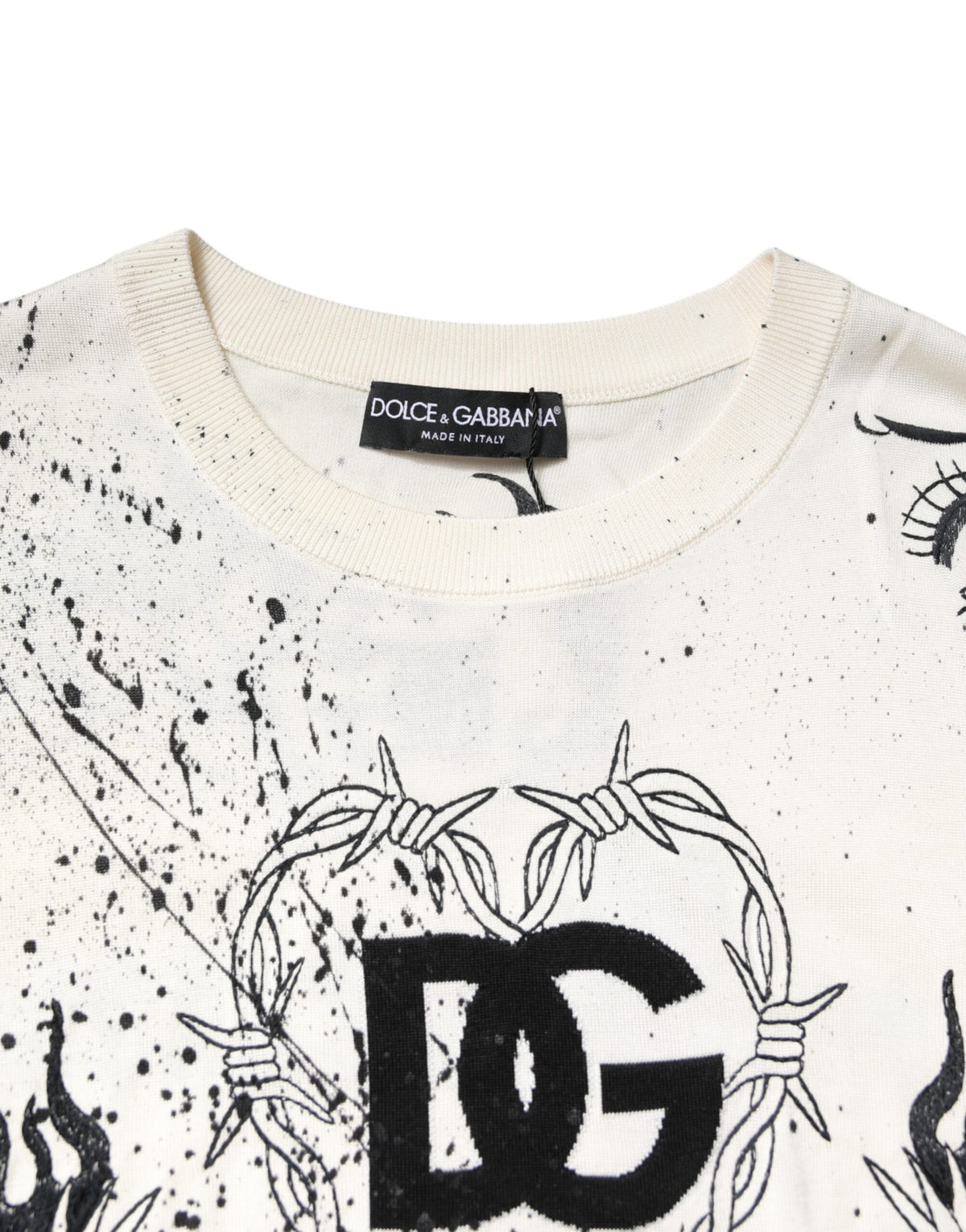 Dolce & Gabbana White Logo Angel Print Women Pullover Women's Sweater (Pre-Owned)