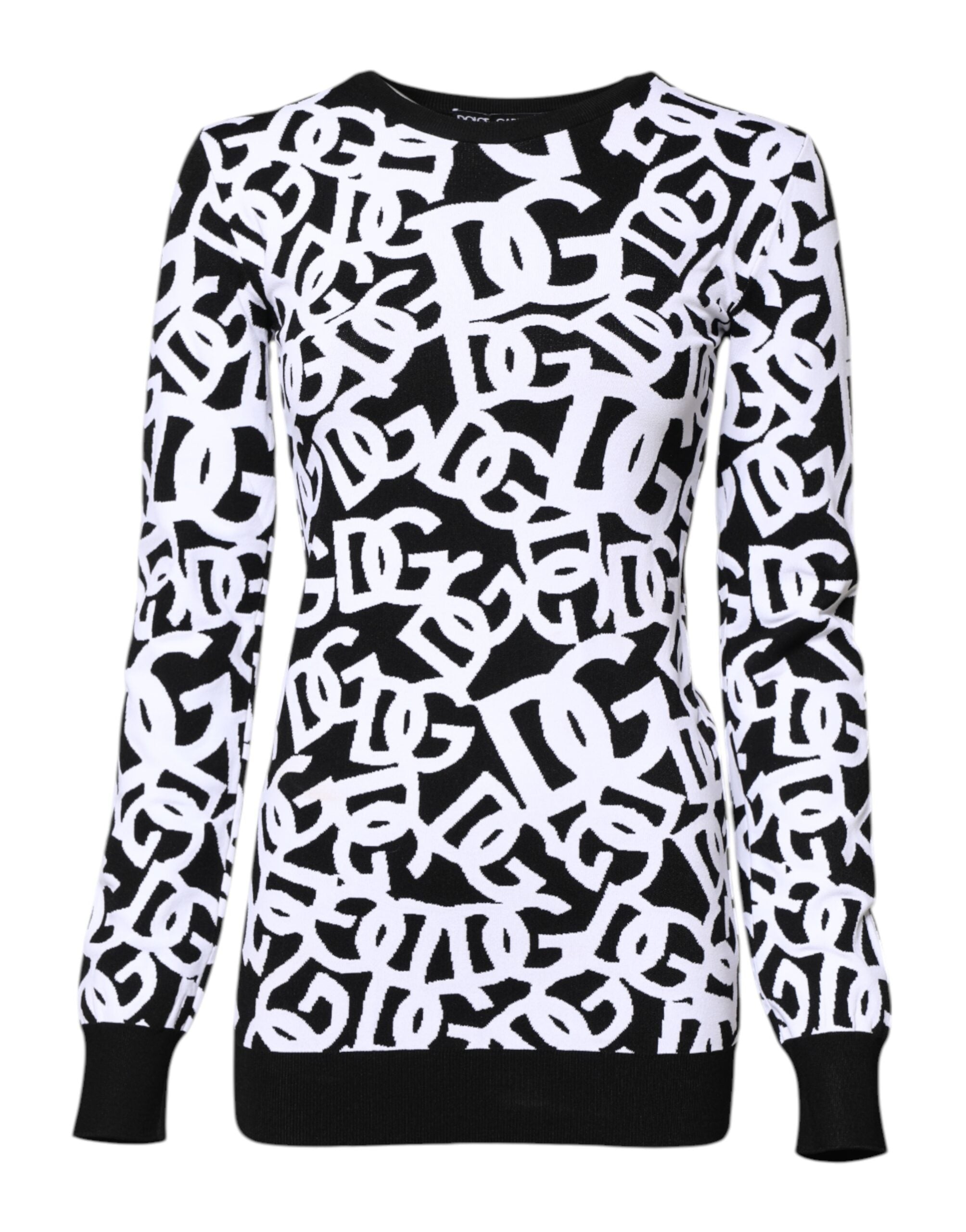 Dolce & Gabbana Black White Logo Print Women Pullover Women's Sweater