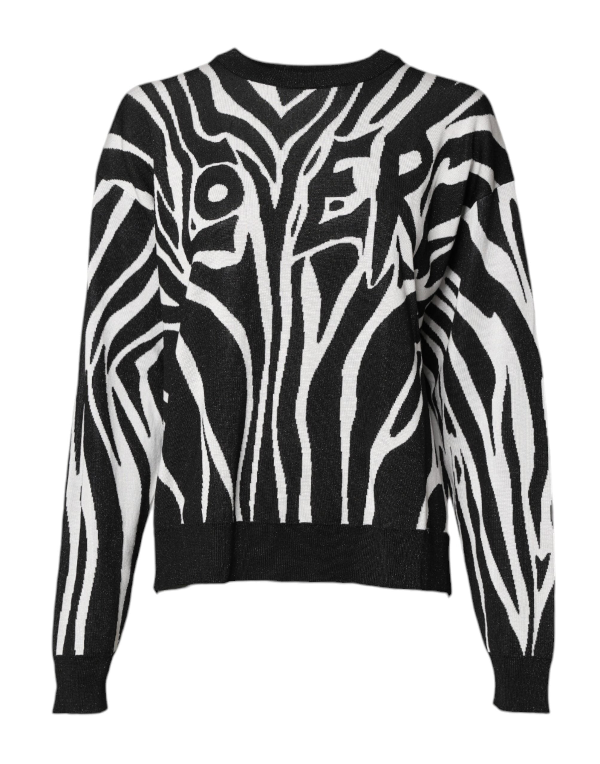 Dolce & Gabbana Black White Print Women Pullover Women's Sweater
