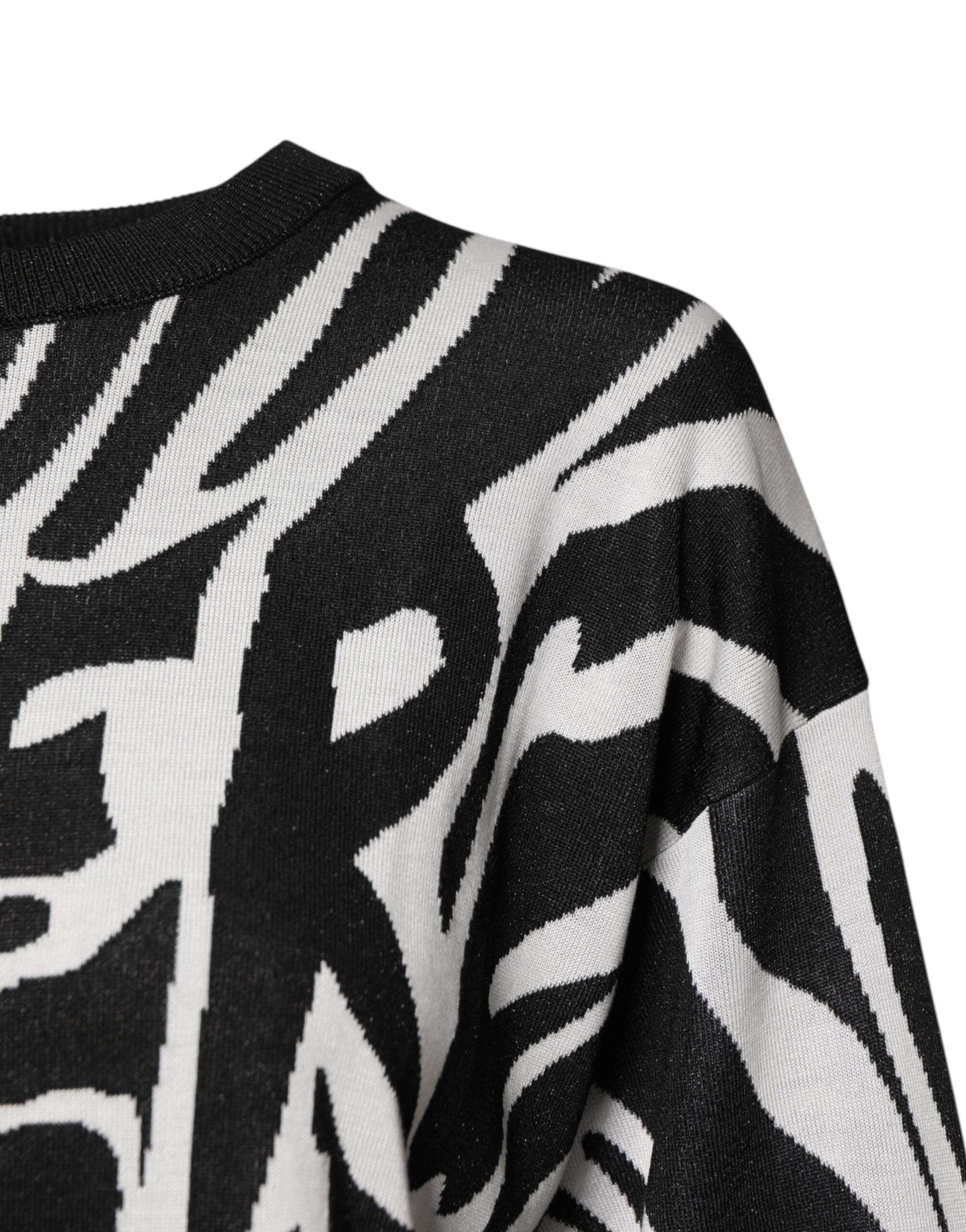 Dolce & Gabbana Black White Print Women Pullover Women's Sweater