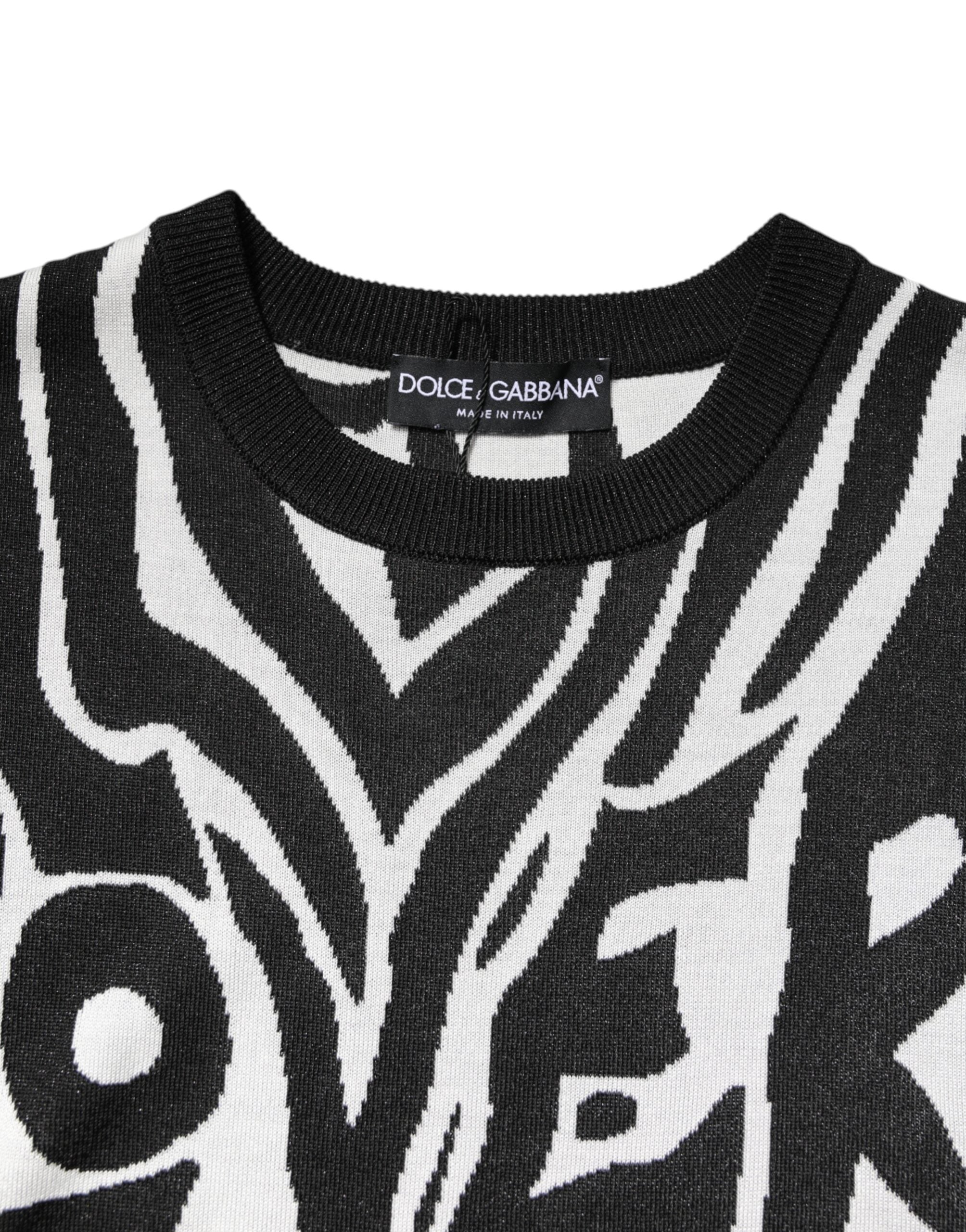 Dolce & Gabbana Black White Print Women Pullover Women's Sweater