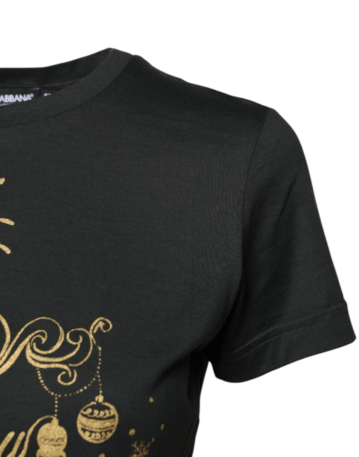 Dolce & Gabbana Black Cotton Round Neck Short Sleeve Women's T-shirt (Pre-Owned)