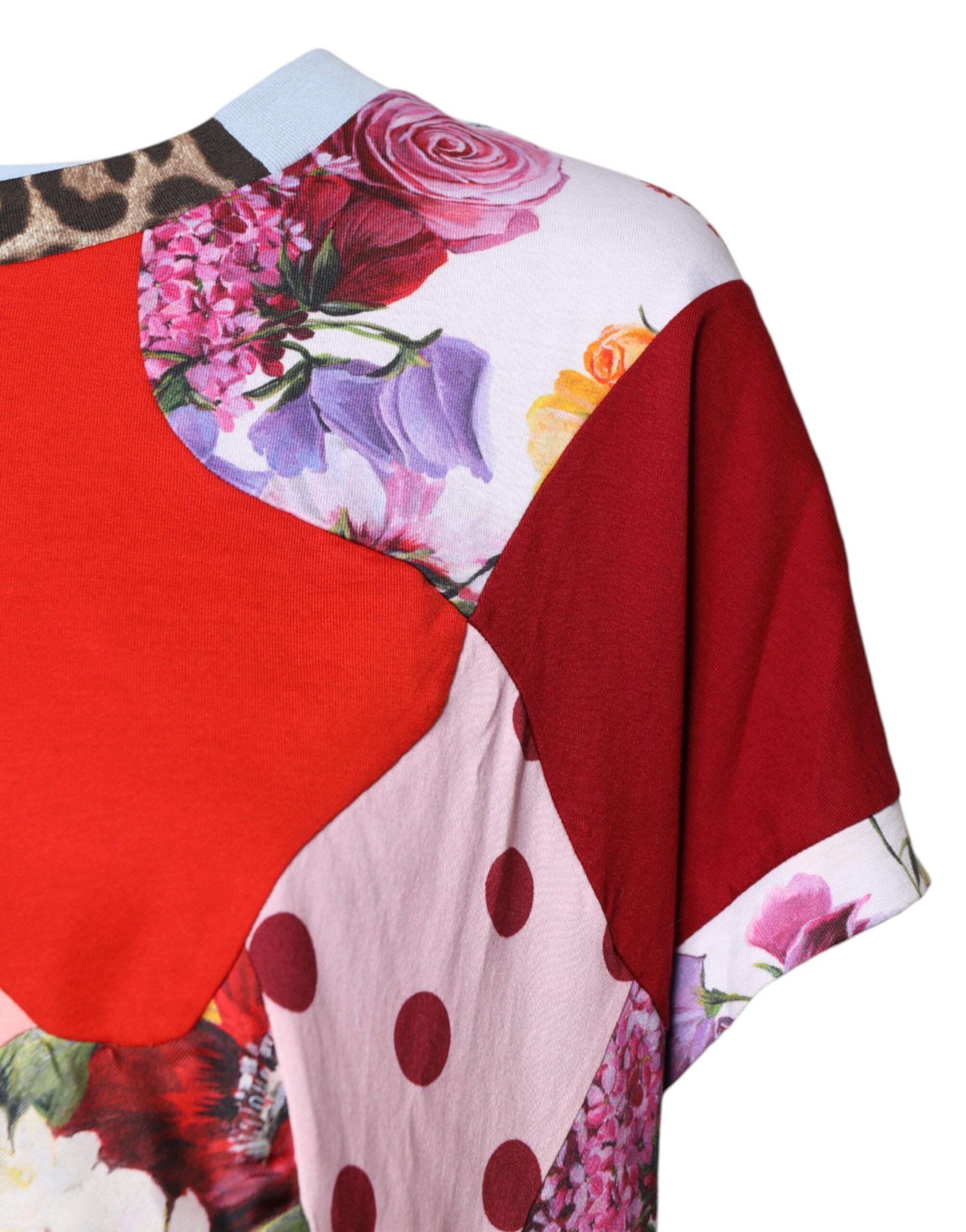 Dolce & Gabbana Multicolor Patchwork Short Sleeve Blouse Women's Top