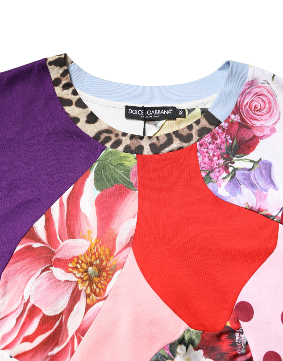 Dolce & Gabbana Multicolor Patchwork Short Sleeve Blouse Women's Top