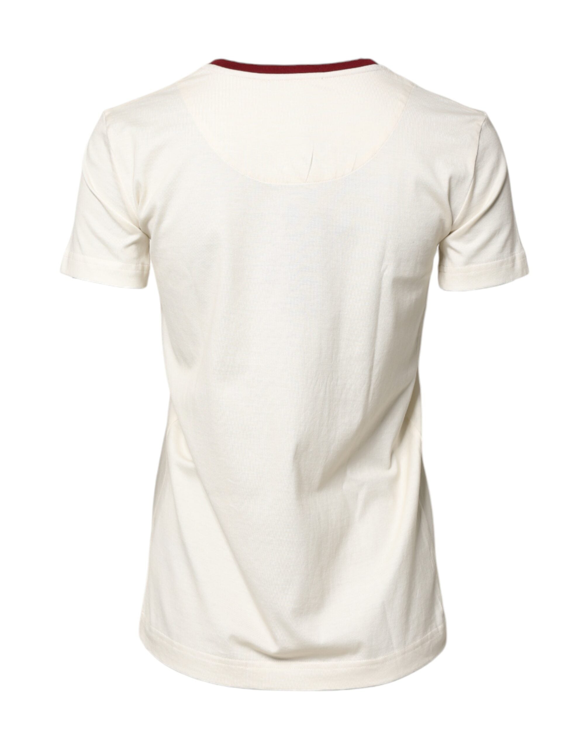 Dolce & Gabbana White Cotton Print Short Sleeves Top Women's T-shirt