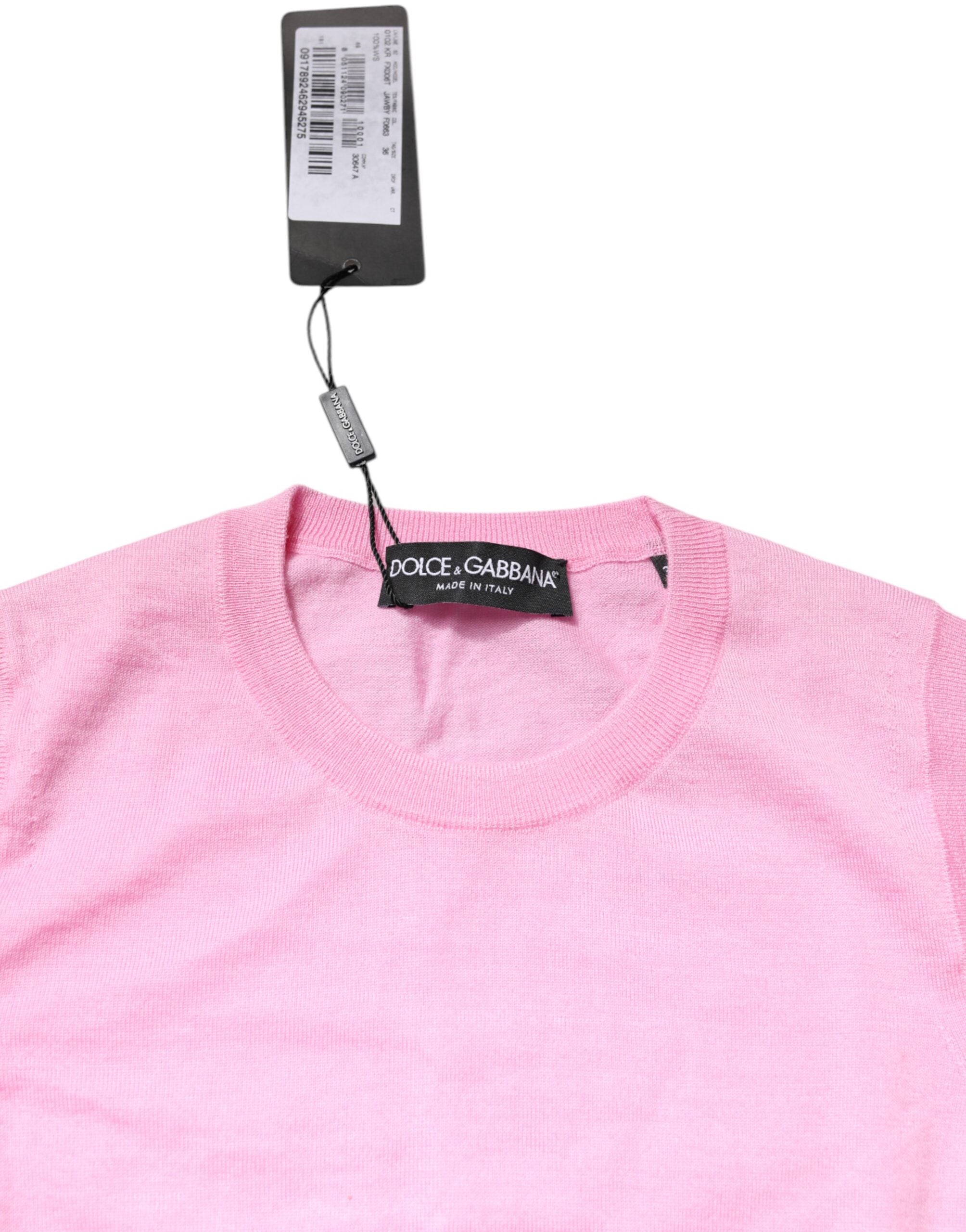 Dolce & Gabbana Pink Cashmere Round Neck Sleeveless Tank Women's Top