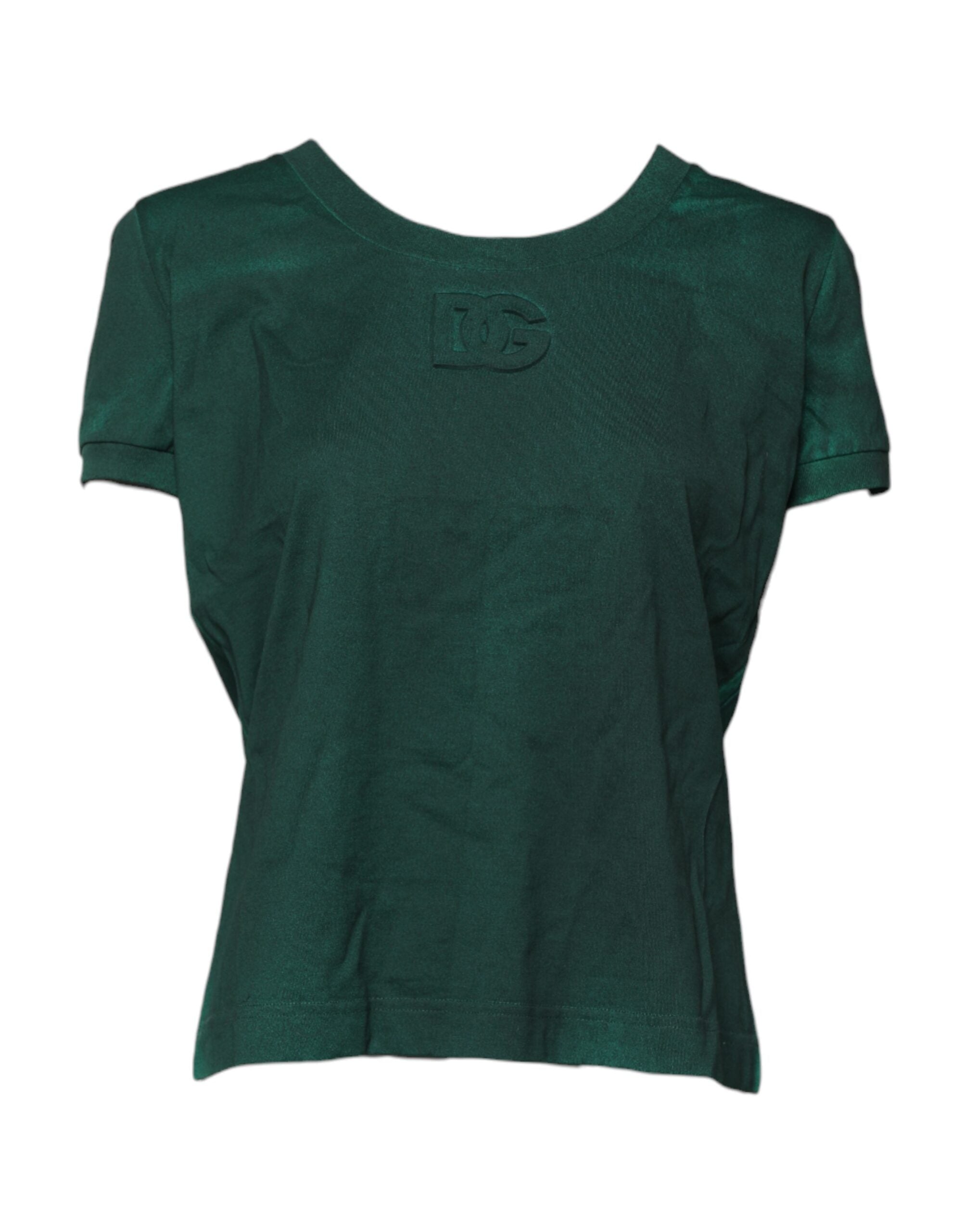 Dolce & Gabbana Green Cotton Round Neck Short Sleeves Women's T-shirt (Pre-Owned)