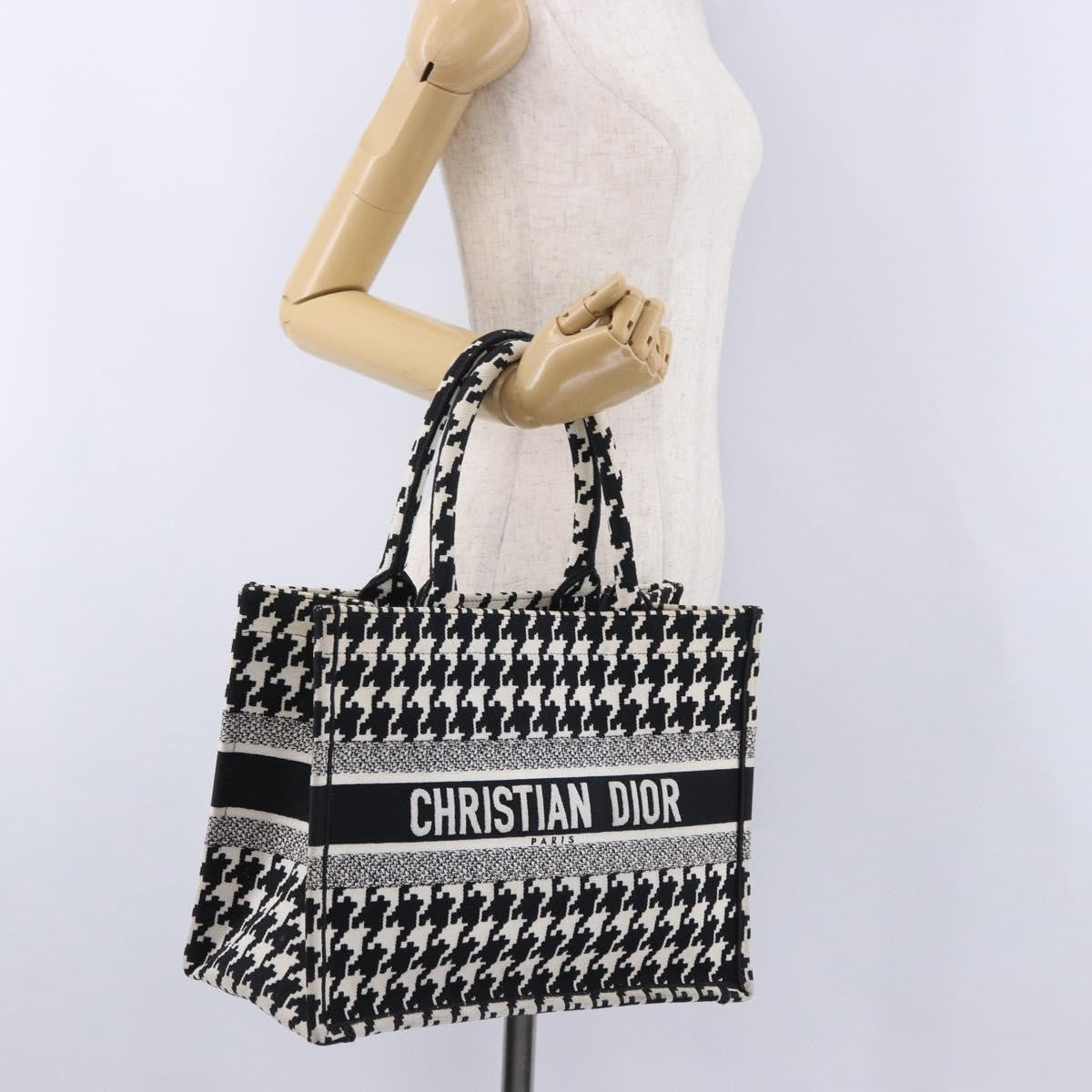 Christian Dior Book Houndstooth Canvas Black Canvas Tote Bag Bag (Pre-Owned)