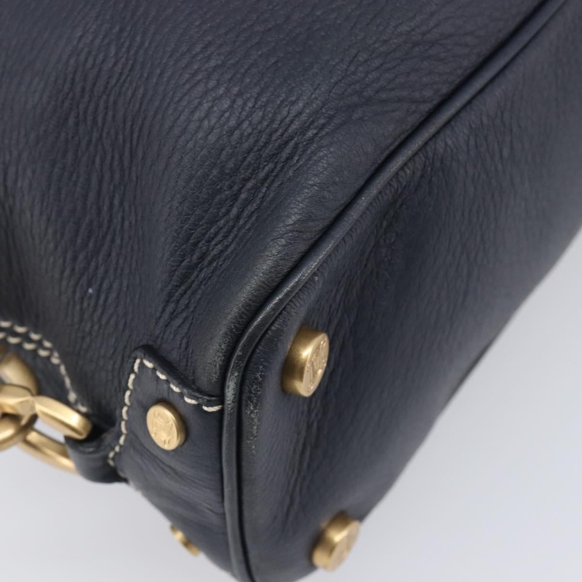 Celine Top Handle Leather Black Leather Handbag (Pre-Owned)