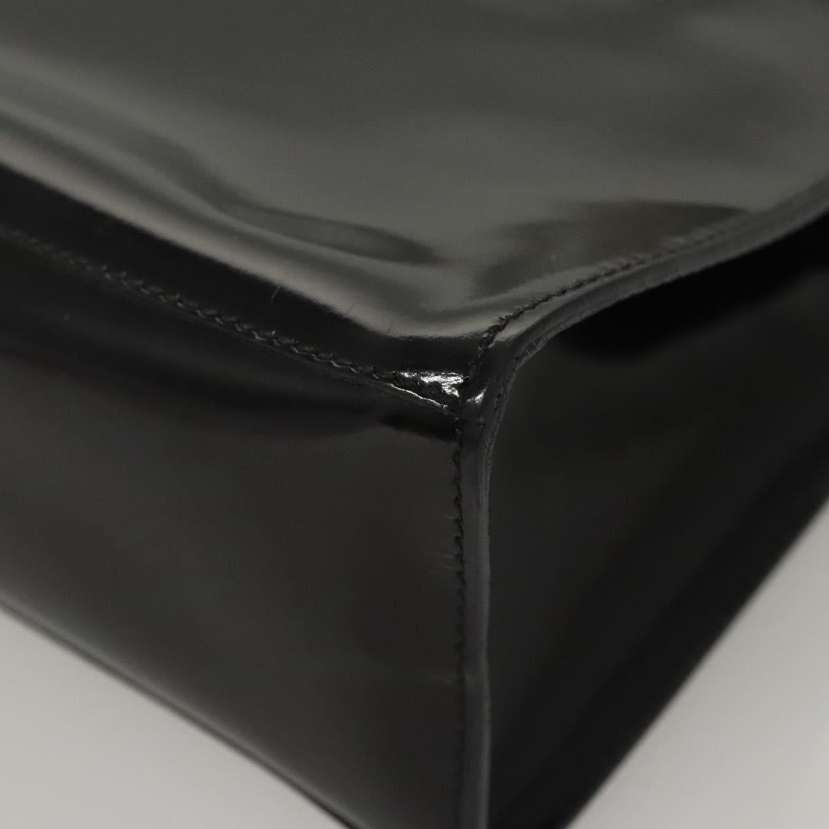 Salvatore Ferragamo Vintage Patent Leather Black Patent_Leather Handbag (Pre-Owned)