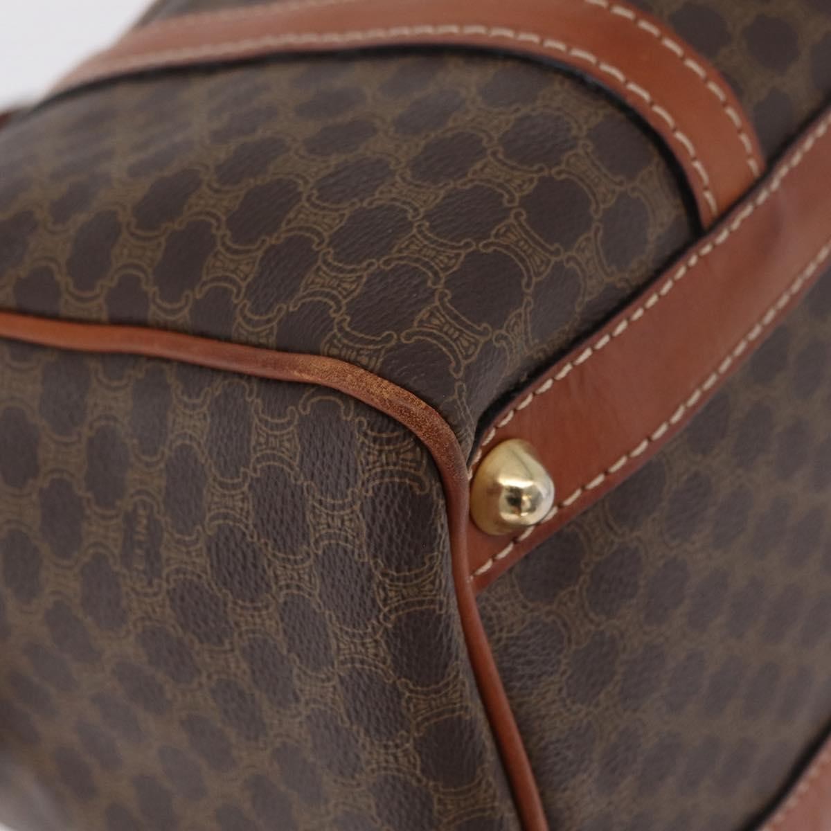 Celine Macadam Macadam With Leather Brown Canvas Tote Bag Bag (Pre-Owned)