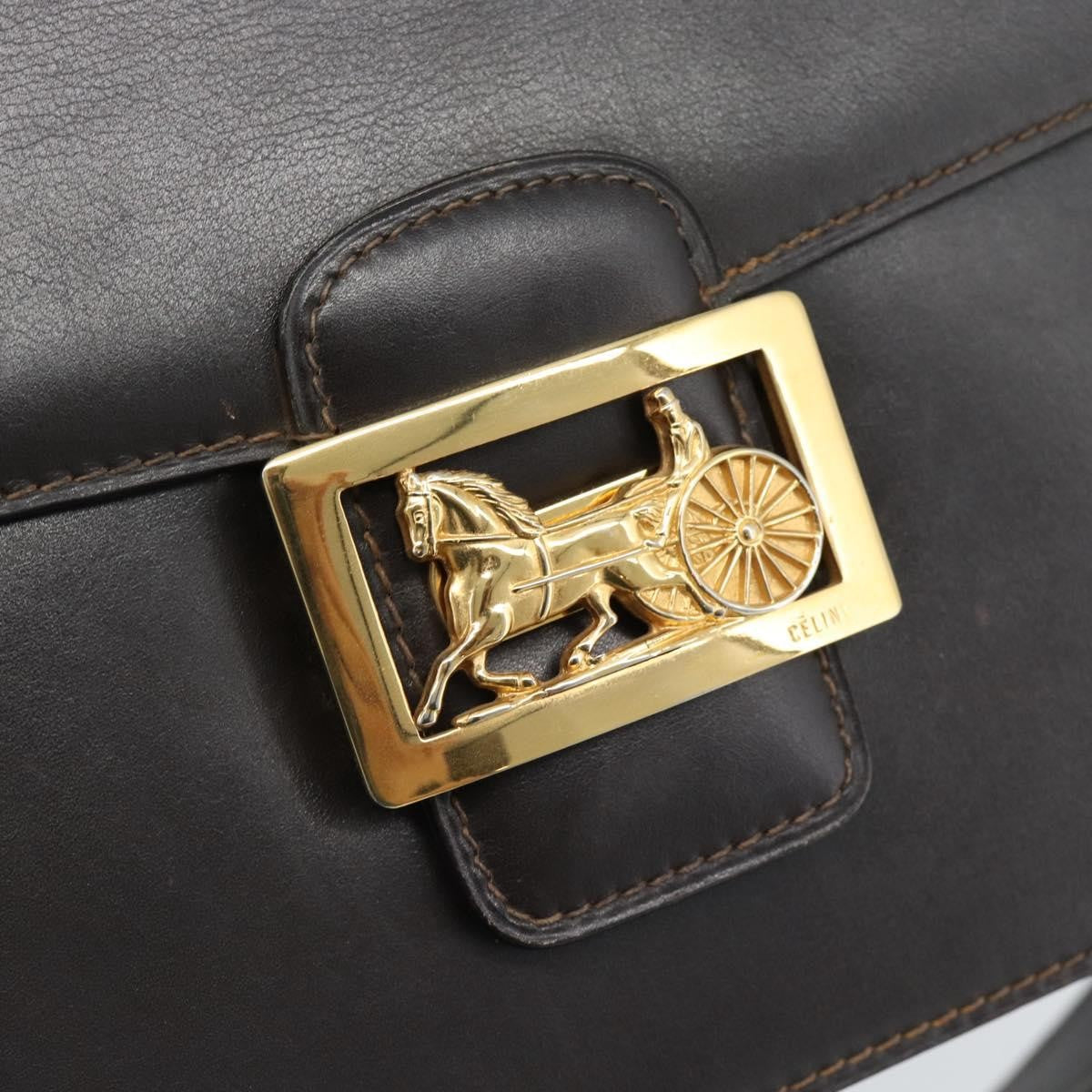 Celine Horse Carriage Leather Brown Leather Shoulder Bag Bag (Pre-Owned)