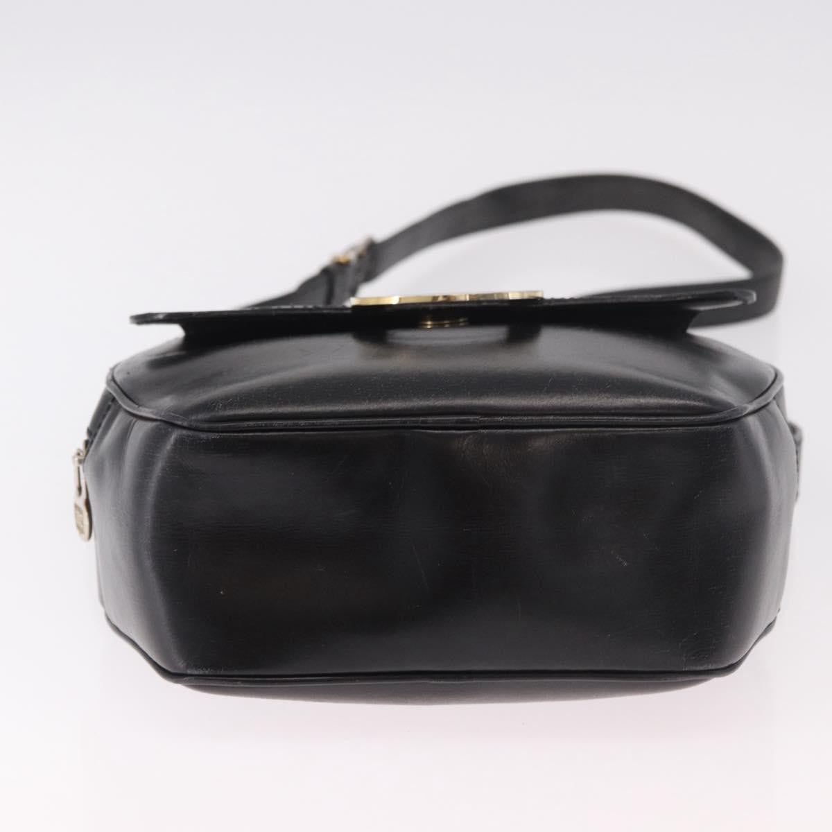 Celine Vintage Circle Logo Leather Black Leather Shoulder Bag Bag (Pre-Owned)