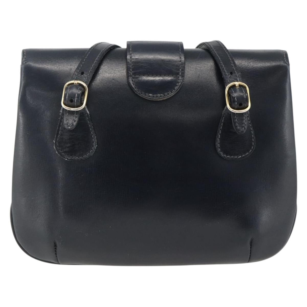 Gucci Vintage Leather Navy Leather Shoulder Bag Bag (Pre-Owned)