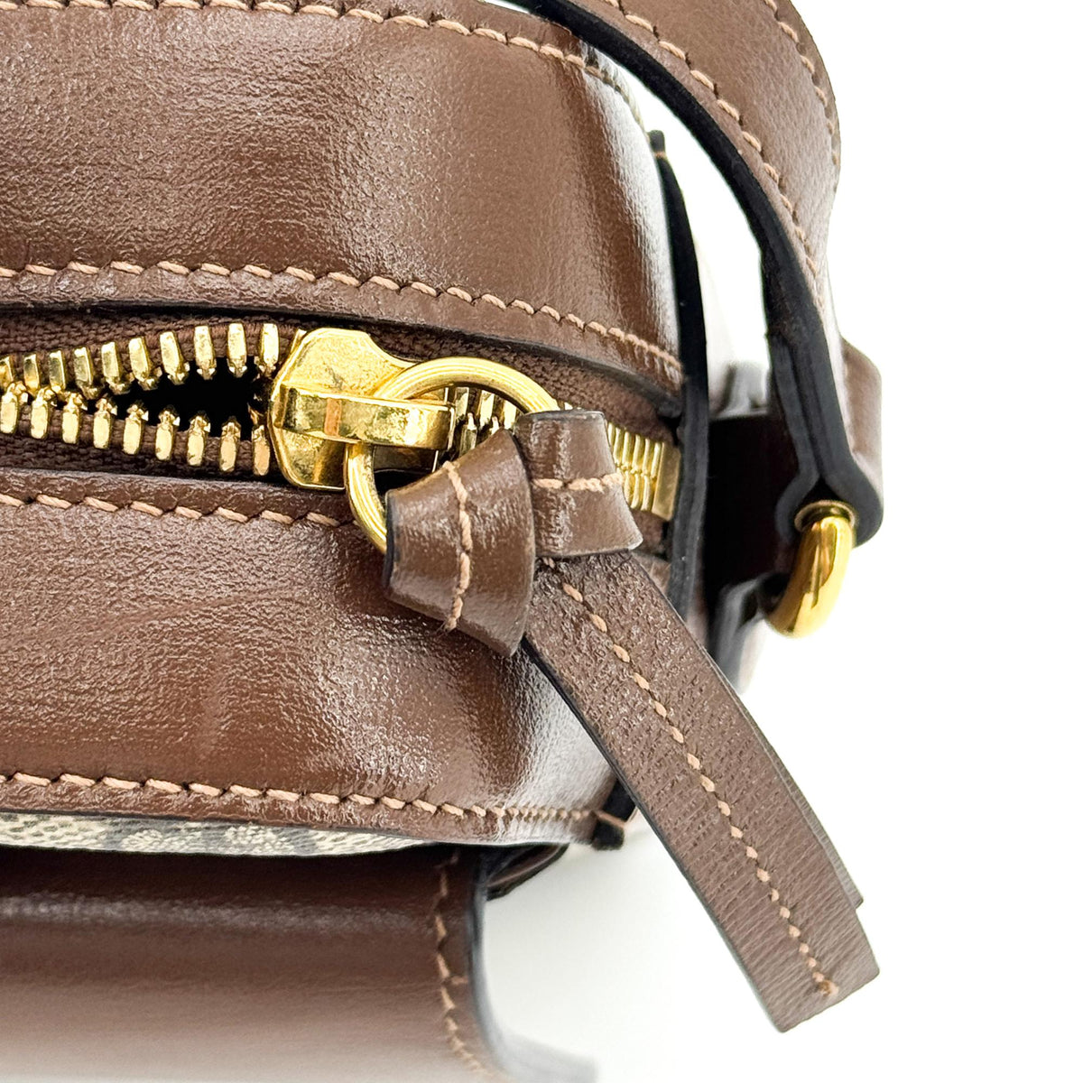 Gucci Horsebit 1955 Camera Gg Coated Canvas With Leather Beige Canvas Handbag (Pre-Owned)