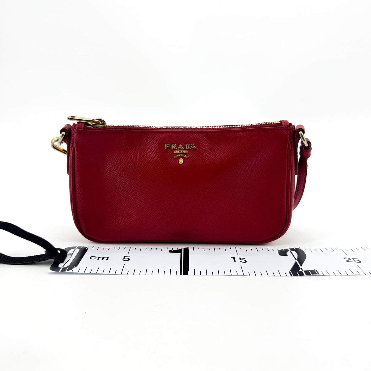 Prada Zip Saffiano Leather Red Leather Shoulder Bag Bag (Pre-Owned)