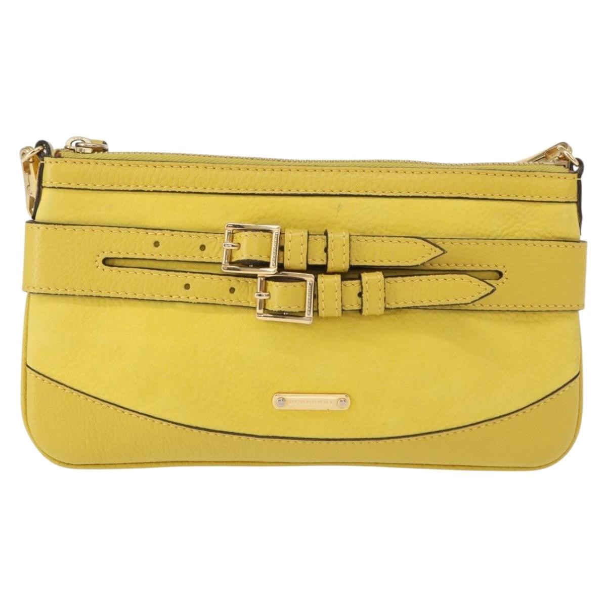 Burberry Vintage Leather Yellow Leather Shoulder Bag Bag (Pre-Owned)