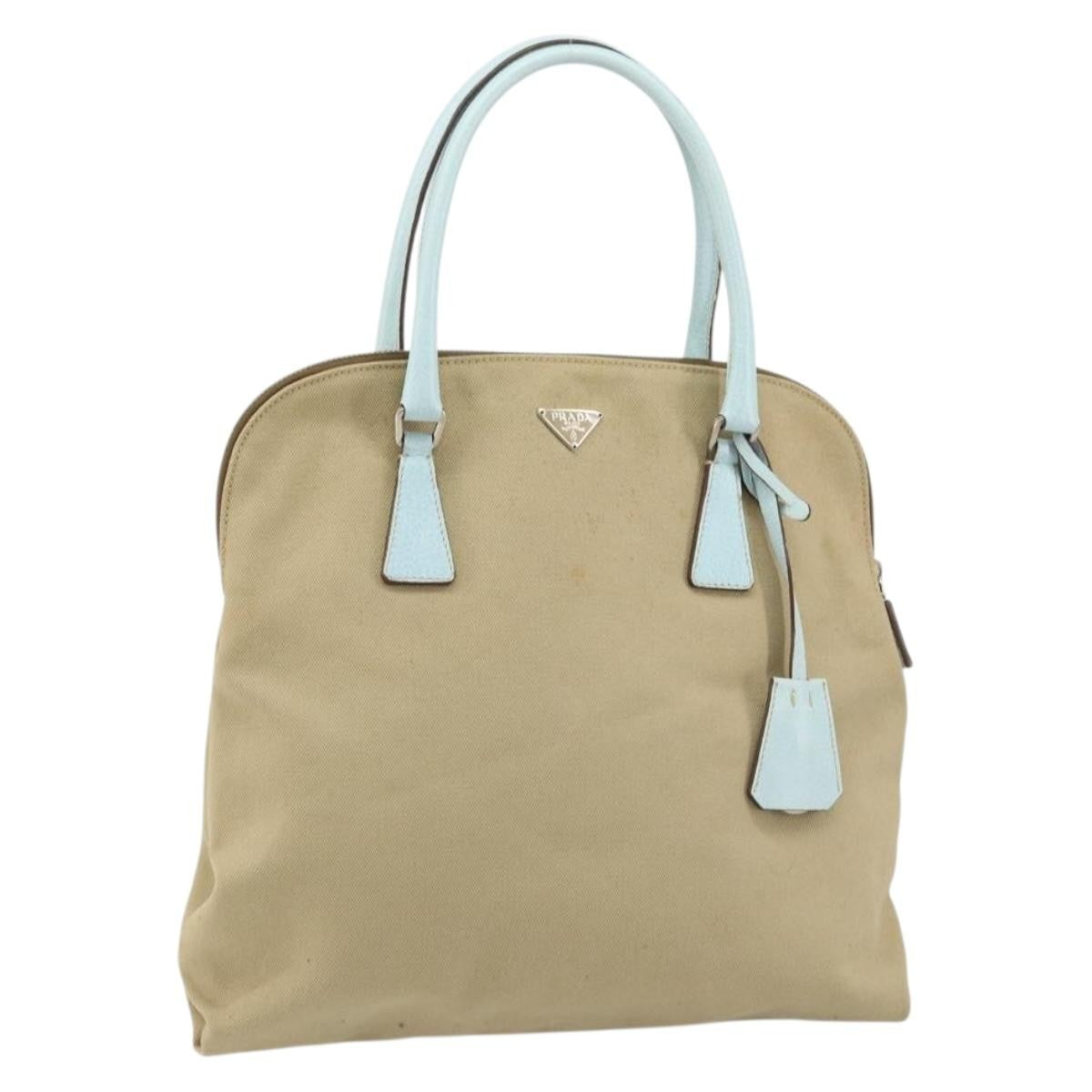 Prada Vintage Canvas Beige Canvas Handbag (Pre-Owned)