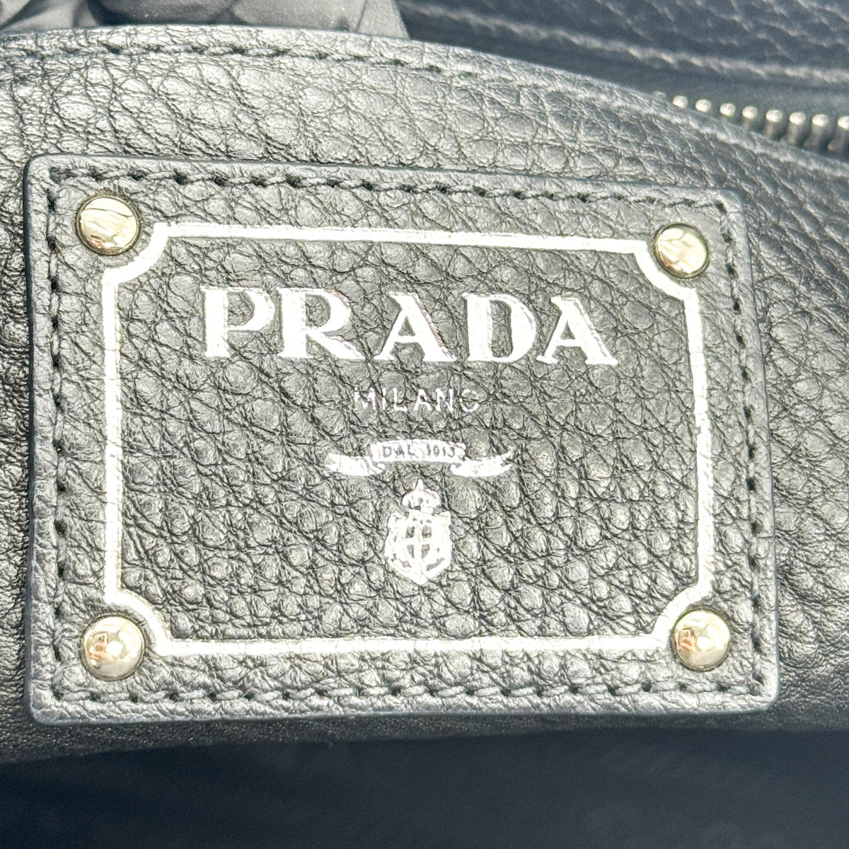 Prada Front Pocket Wing Convertible Vitello Phenix Black Leather Tote Bag Bag (Pre-Owned)