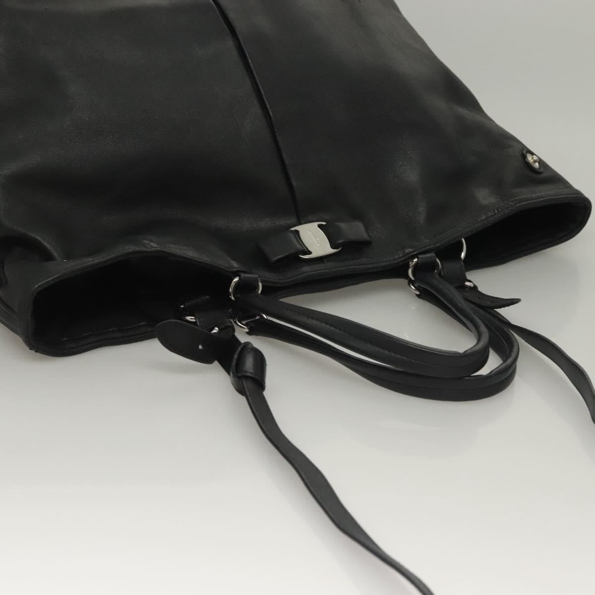 Salvatore Ferragamo Vara Bow Tote Leather Black Leather Tote Bag Bag (Pre-Owned)