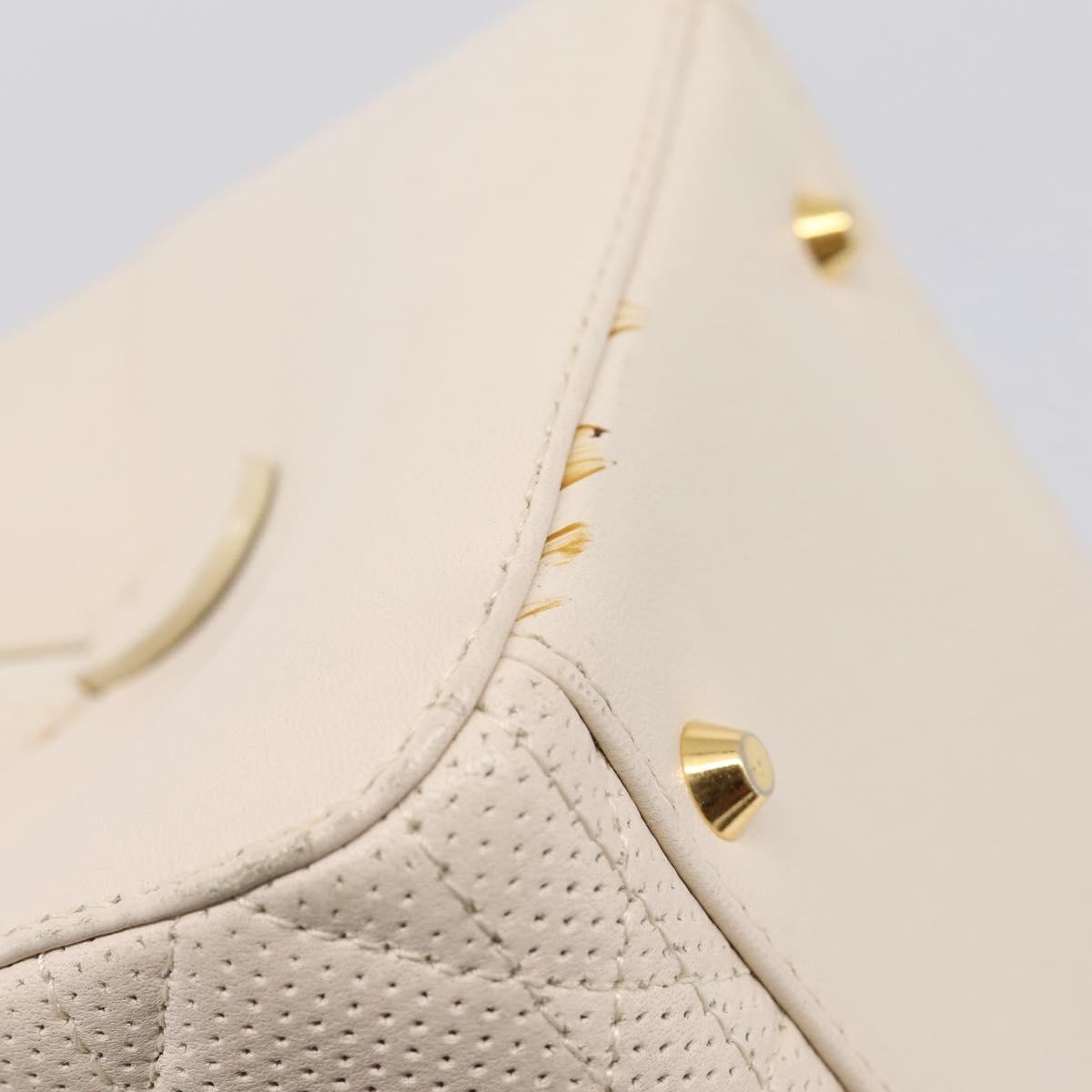 Christian Dior Vintage Leather White Leather Tote Bag Bag (Pre-Owned)