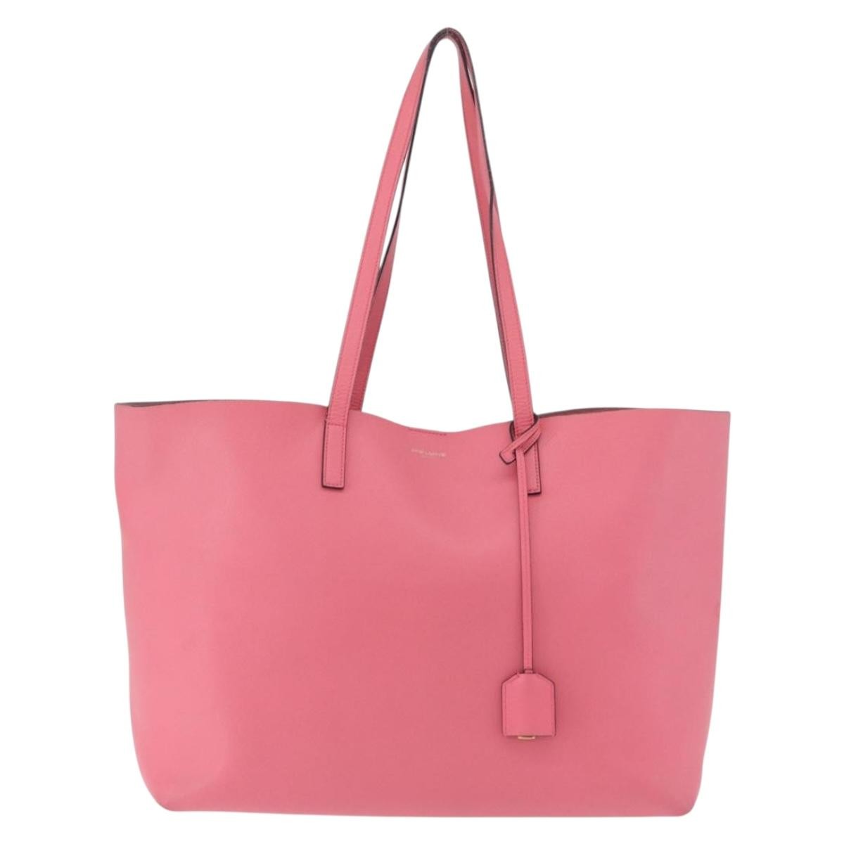 Saint Laurent Shopper Leather Pink Leather Tote Bag Bag (Pre-Owned)