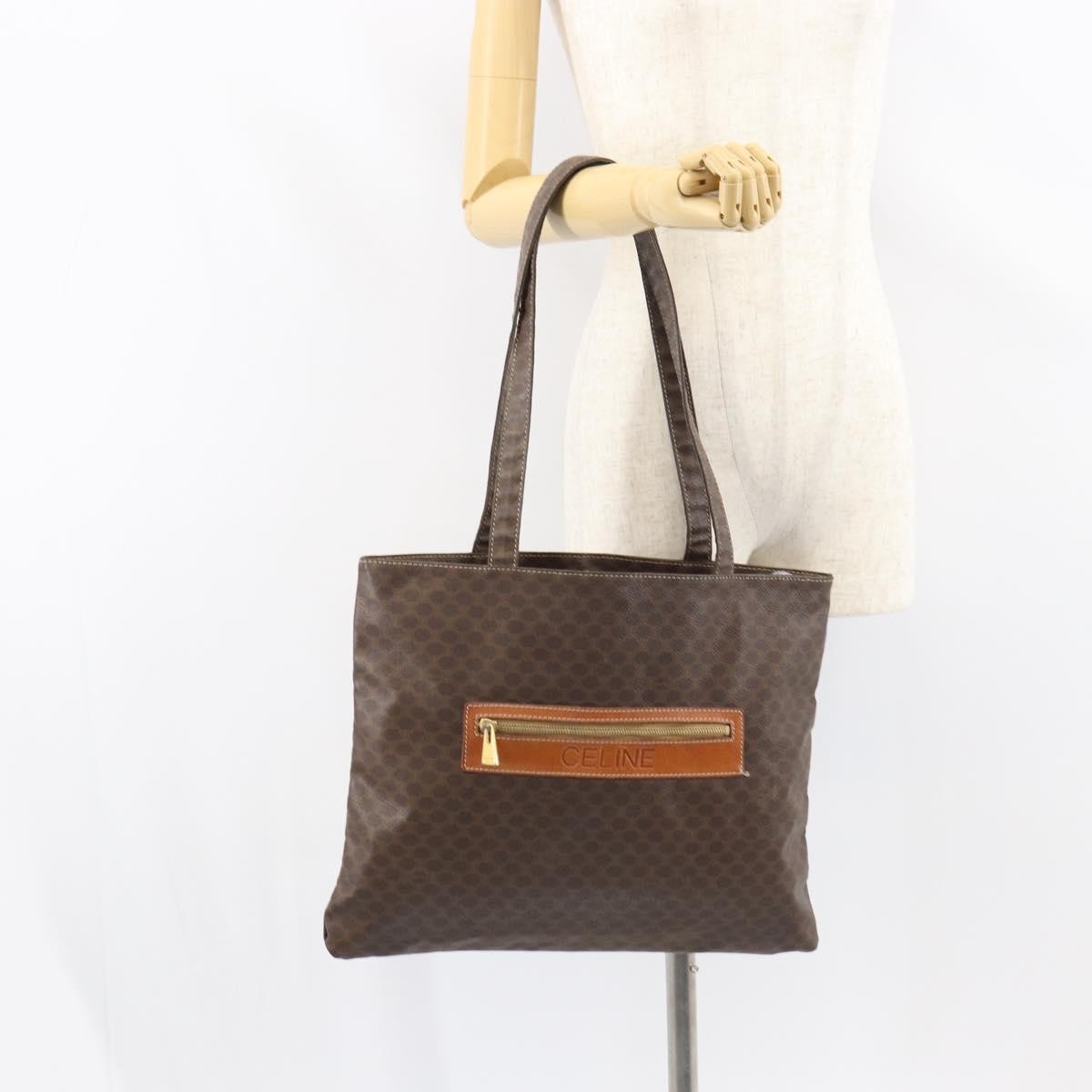 Celine Vintage Macadam Canvas Brown Canvas Tote Bag Bag (Pre-Owned)