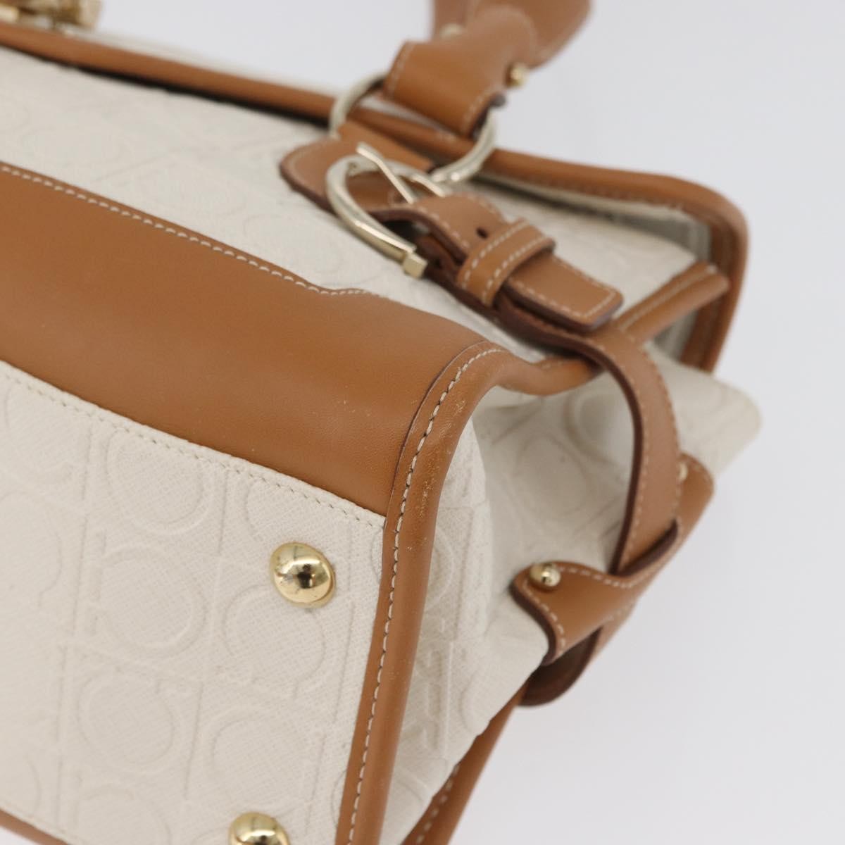 Salvatore Ferragamo Gancini Top Handle Canvas White Pvc Handbag (Pre-Owned)