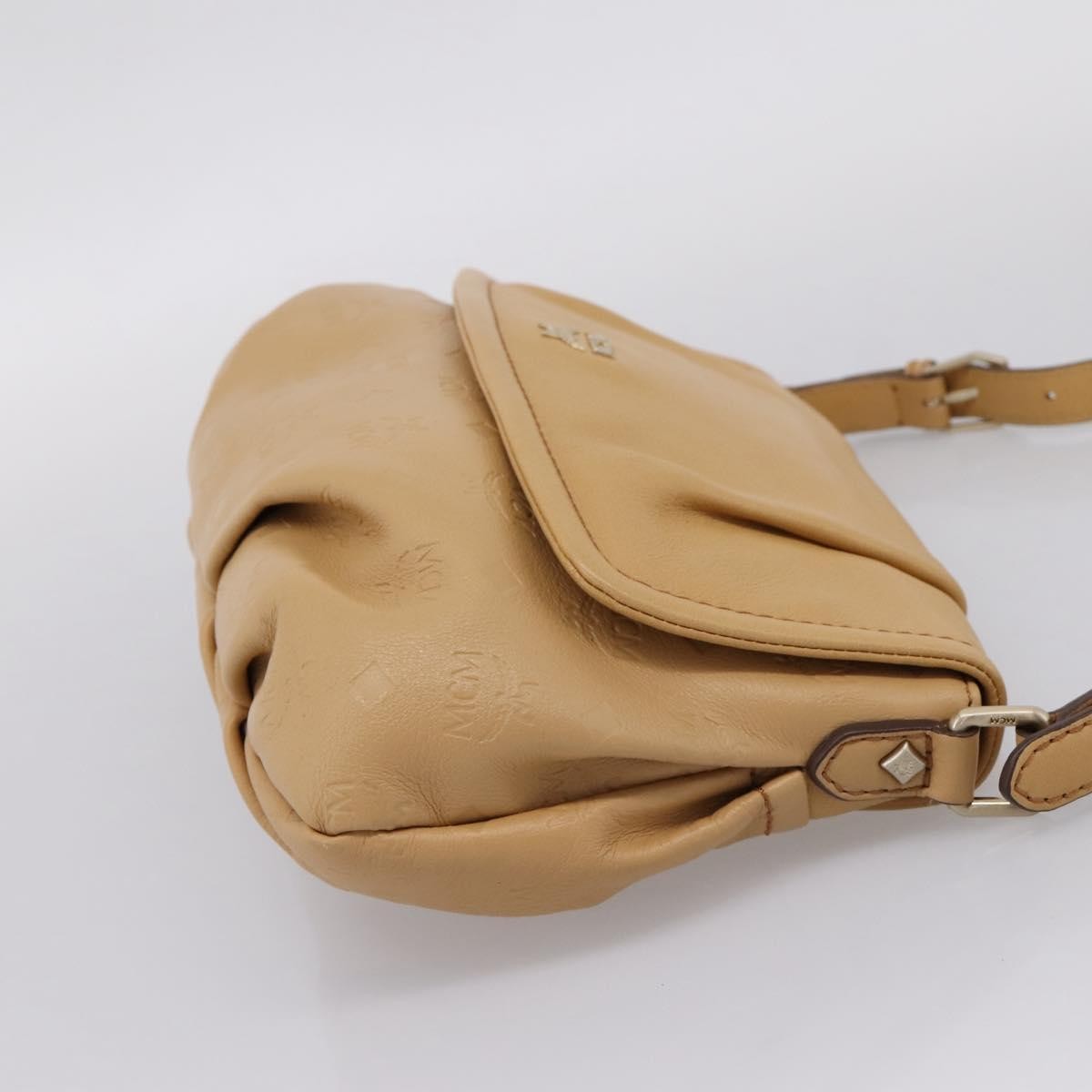 MCM Visetos Leather Beige Leather Shoulder Bag Bag (Pre-Owned)