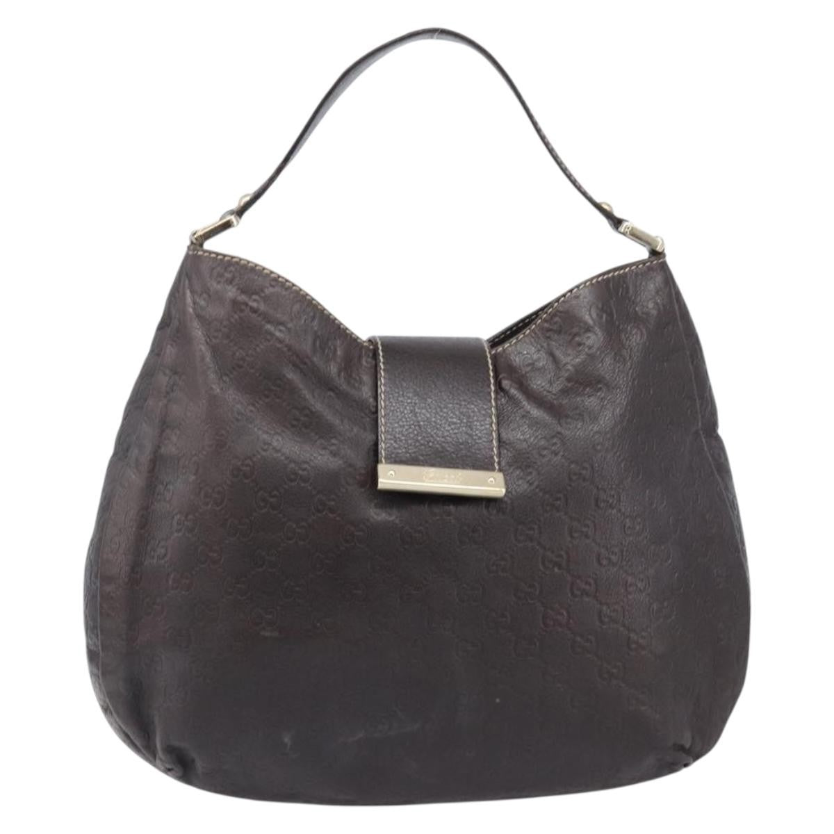 Gucci New Ladies Web Hobo Guccissima Leather Brown Leather Shoulder Bag Bag (Pre-Owned)