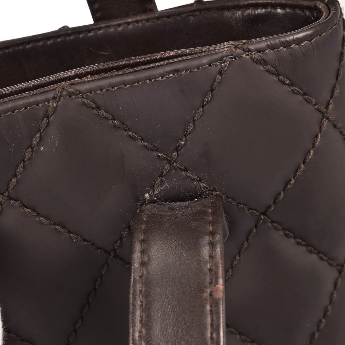 Chanel Surpique Quilted Leather Brown Leather Tote Bag Bag (Pre-Owned)