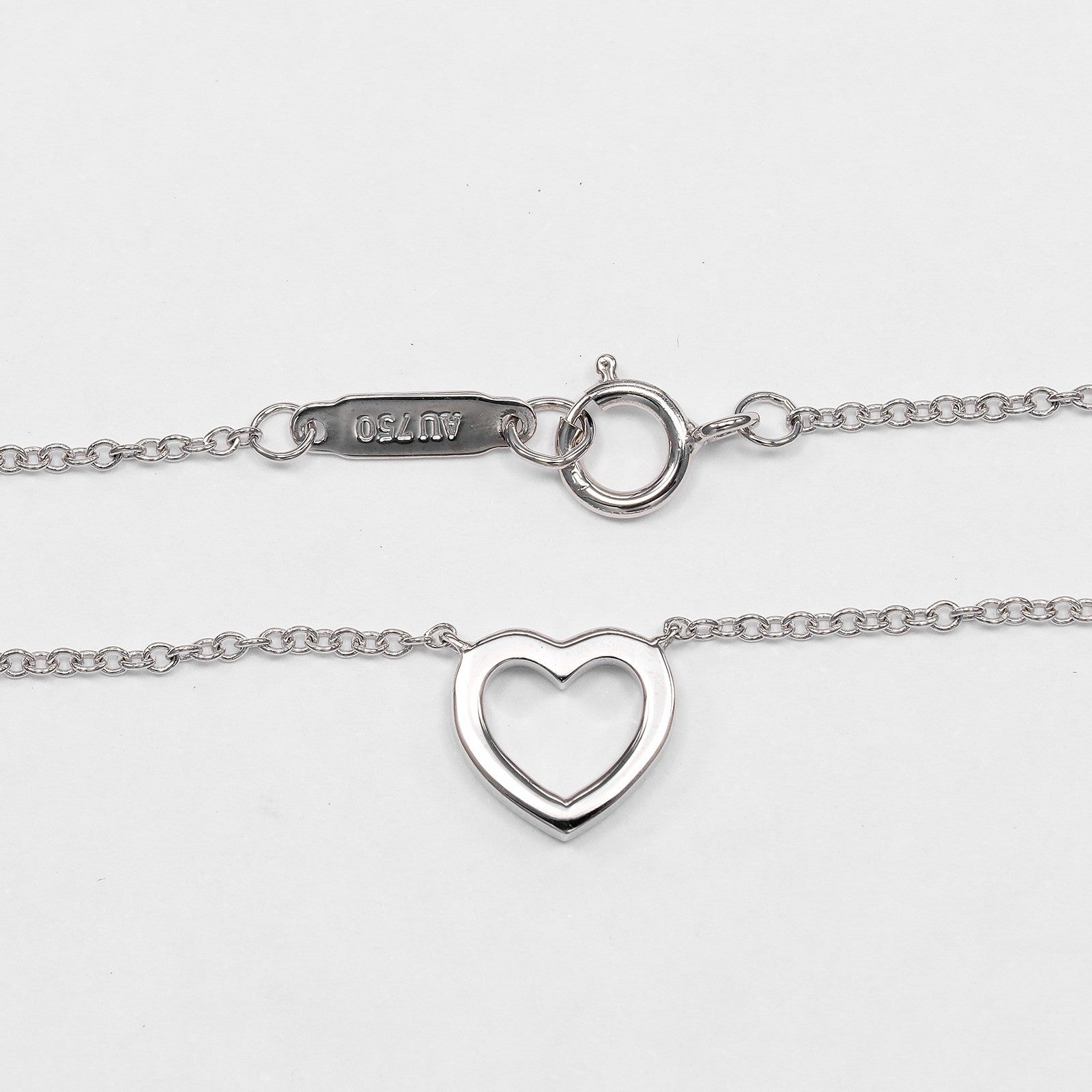 Tiffany & Co. Metro Heart Pendant 18K White Gold And Diamonds Silver White_Gold Necklace Jewelry (Pre-Owned)