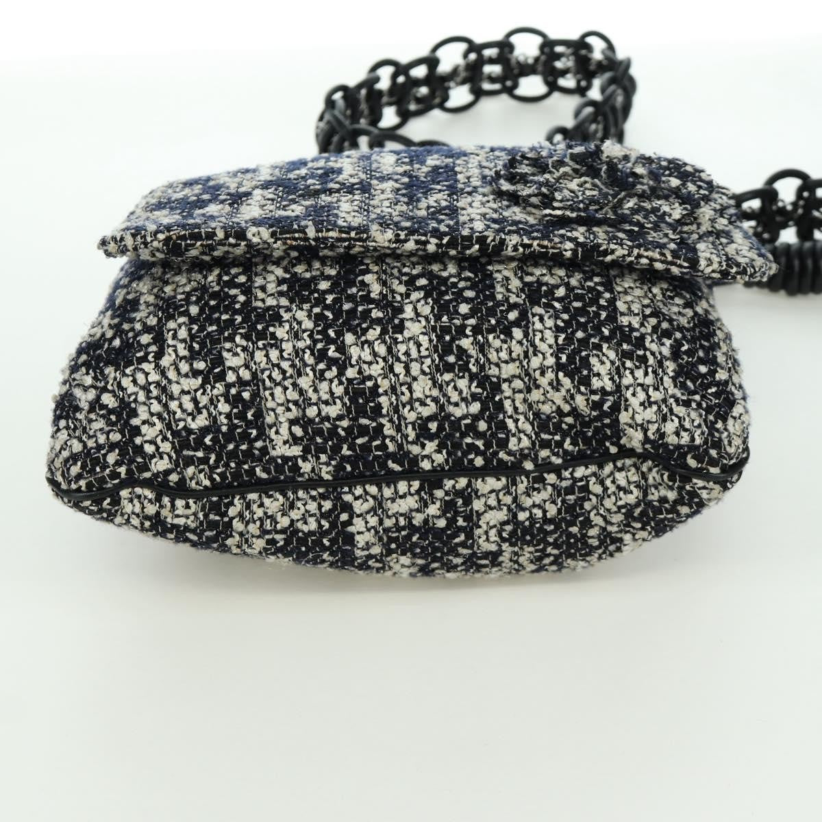 Chanel Camellia Messenger Tweed Black Tweed Shoulder Bag Bag (Pre-Owned)