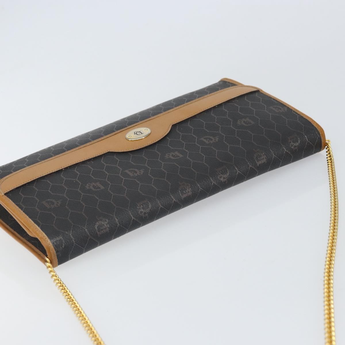 Christian Dior Vintage Honeycomb Chain Canvas Black Canvas Shoulder Bag Bag (Pre-Owned)
